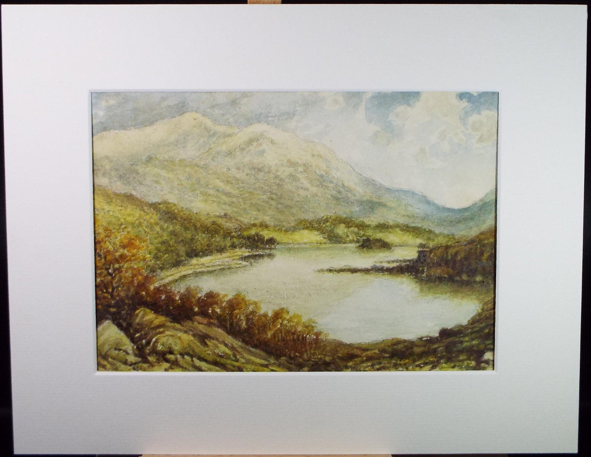 Original Watercolour, 'Lake landscape', late 19th Century