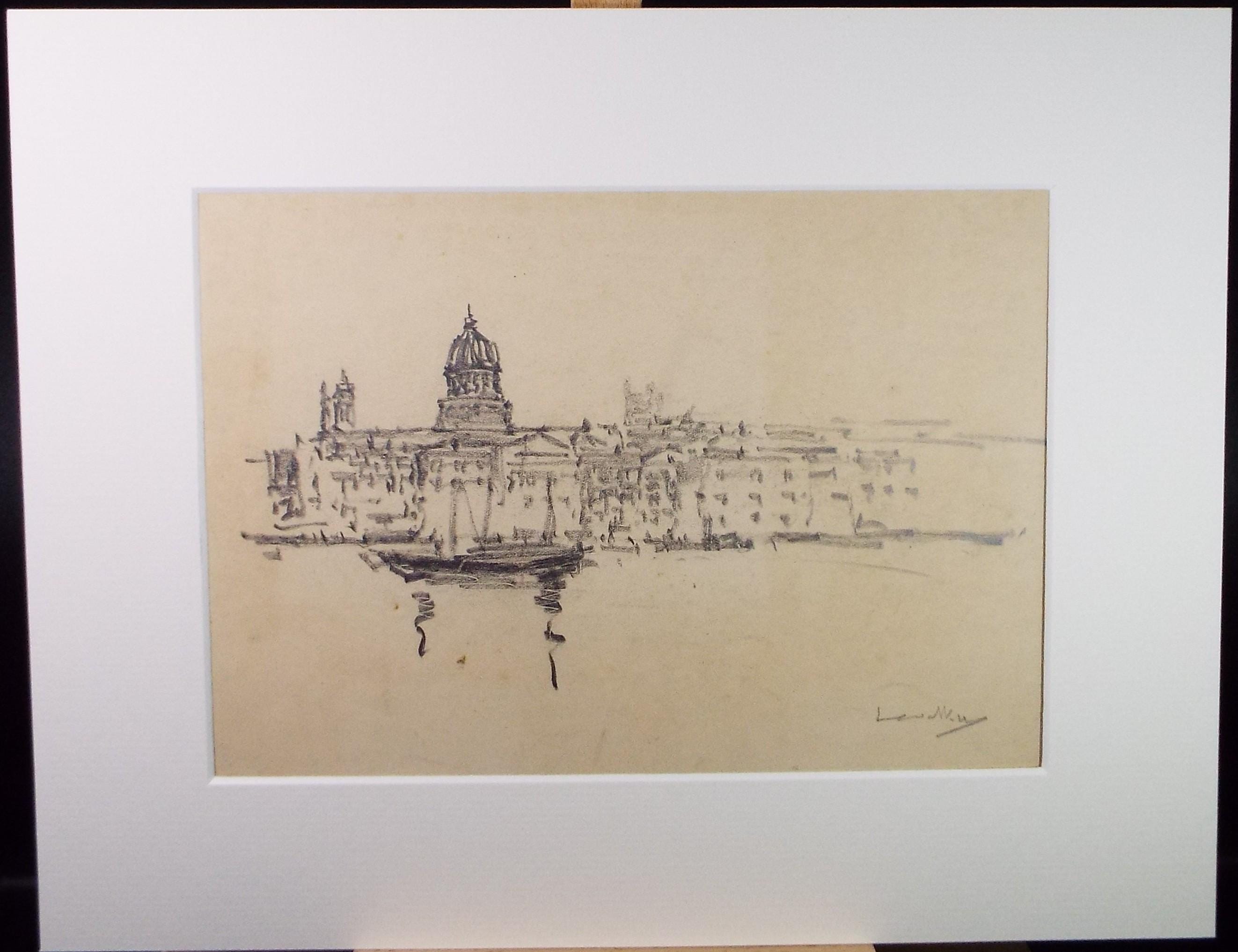 Lithograph 'View from the River' circa 1920's ,Lawrence Walker (1877-1967