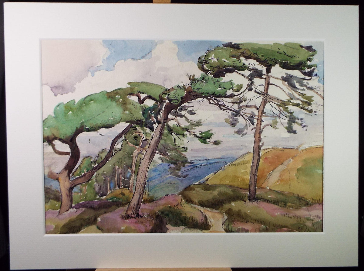Original Watercolour, 'Bere Heath, Dorset', Adeline Carrington (Exh. 1923)