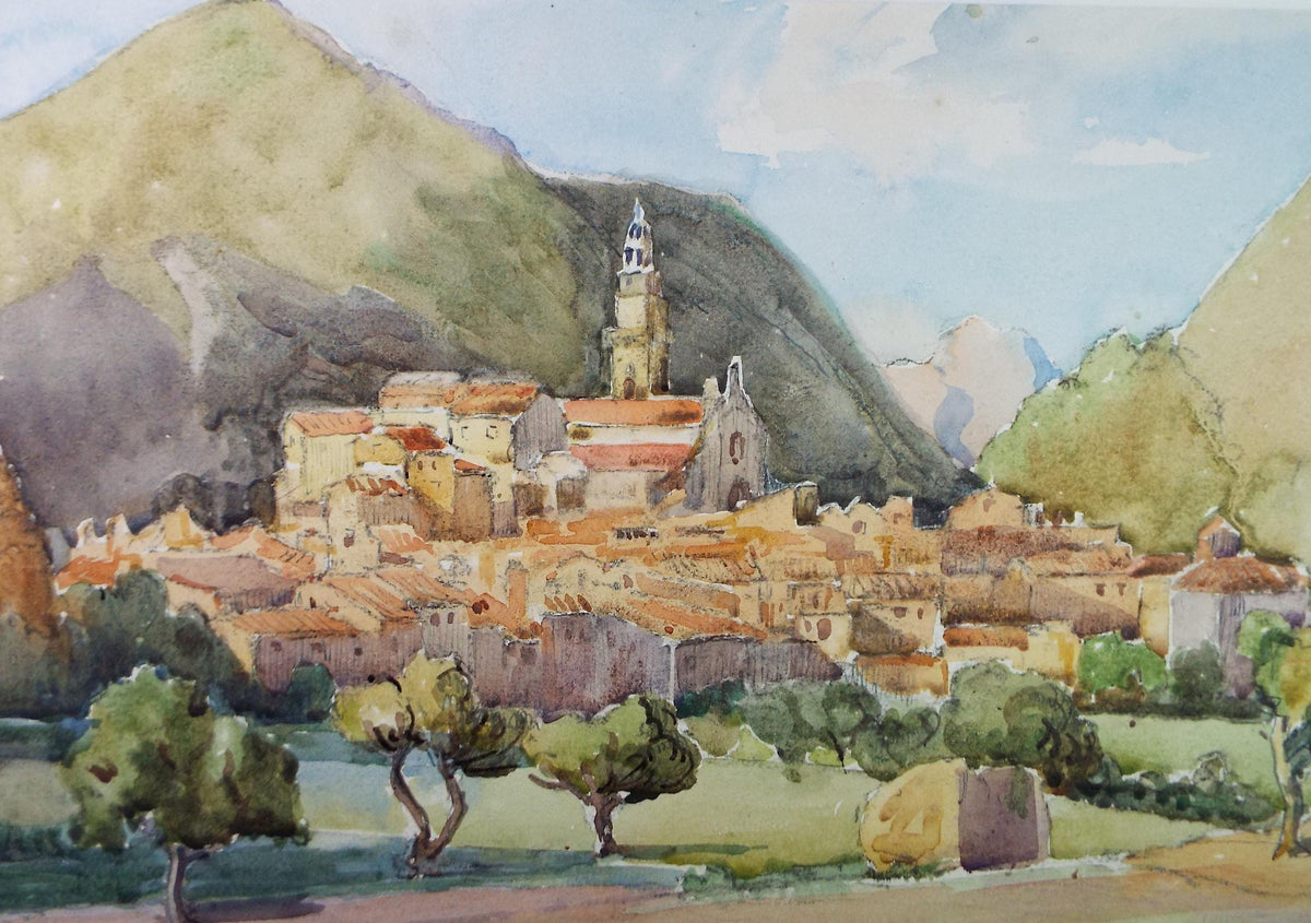 Original Watercolour, 'Corsica', Circa 1930's, Adeline Carrington