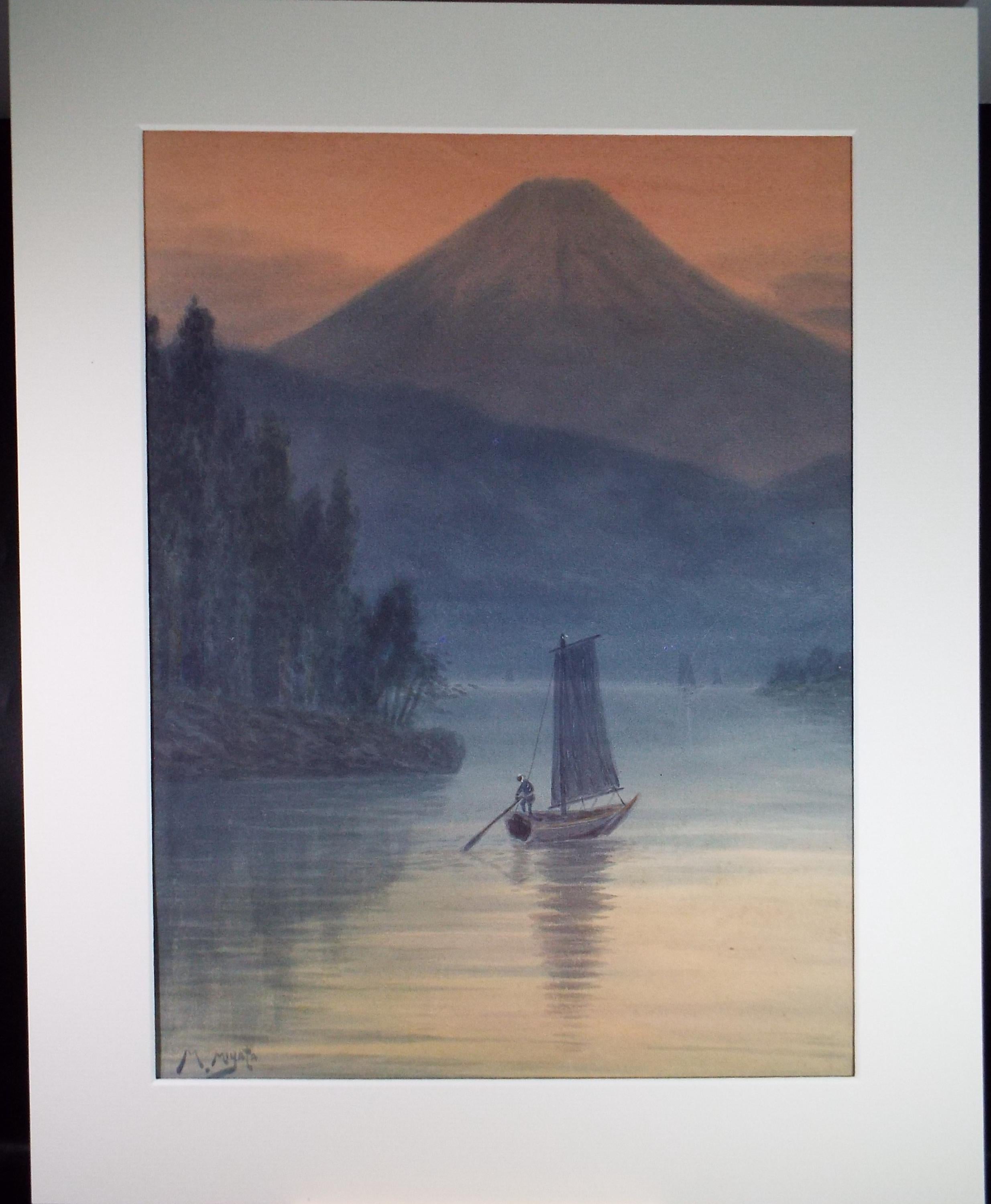 Original Watercolour, 'Japanese River scene', c1960's, Unknown Artist