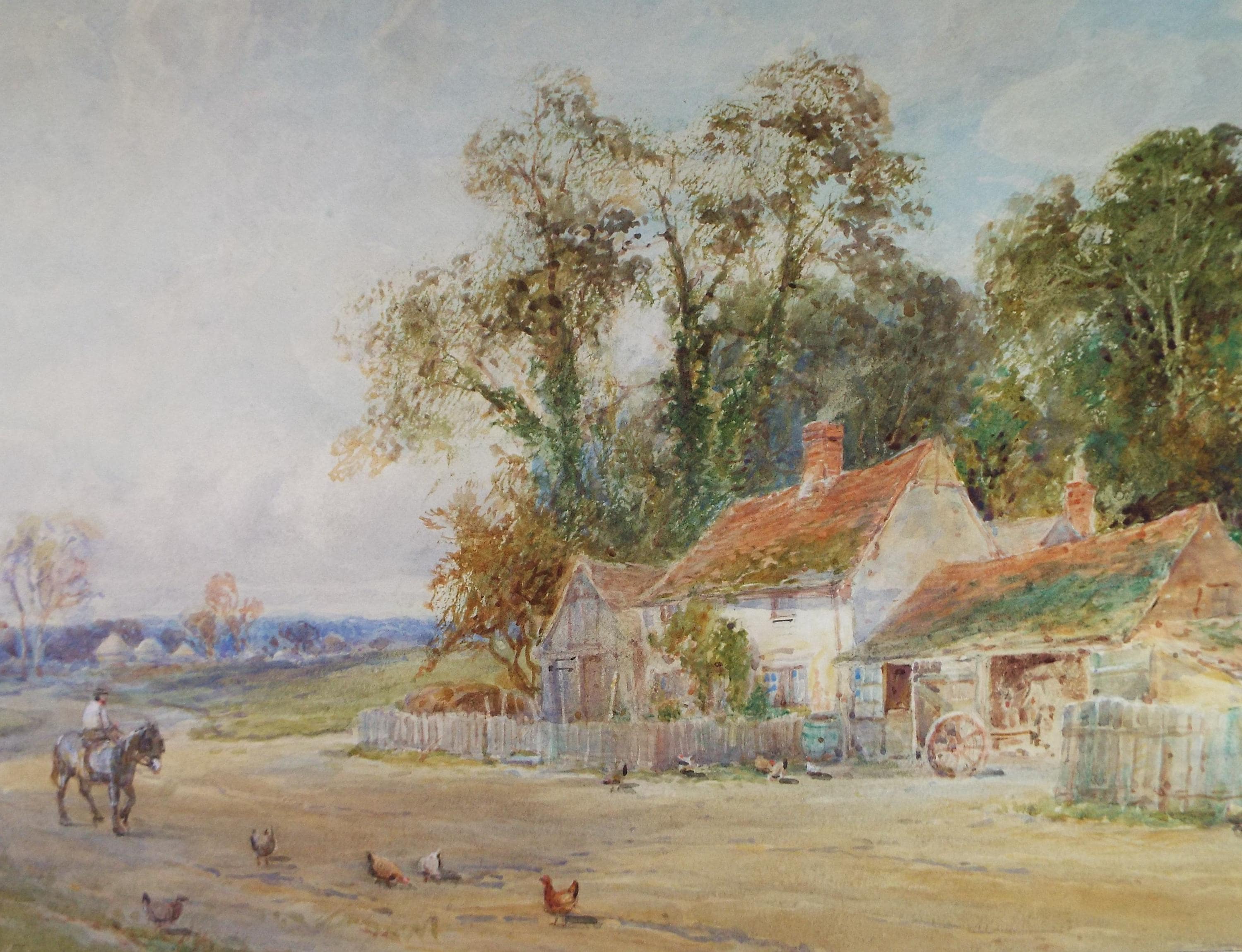 Original Watercolour, 'Village Cottage with Figure', Unknown Artist, Late 19th Century