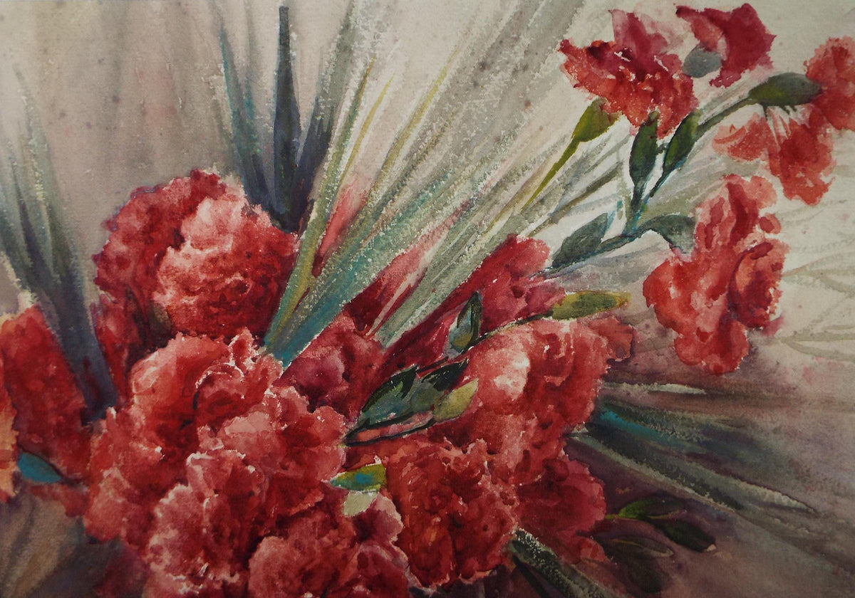 Original Watercolour, 'Still Life of Flowers', Circa 1940's , Unknown artist