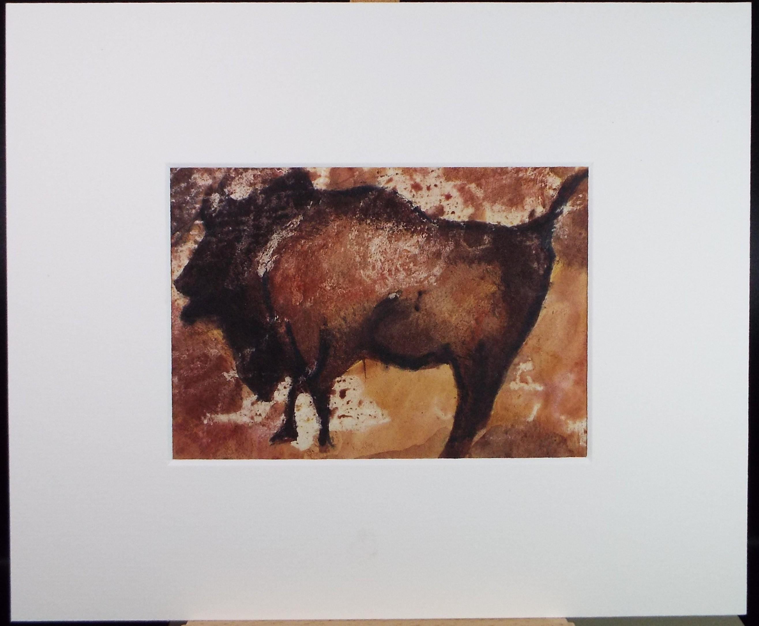 Original Watercolour, 'Cave style painting of a Bison', Ken Stewart (1926-1991), circa 1960's