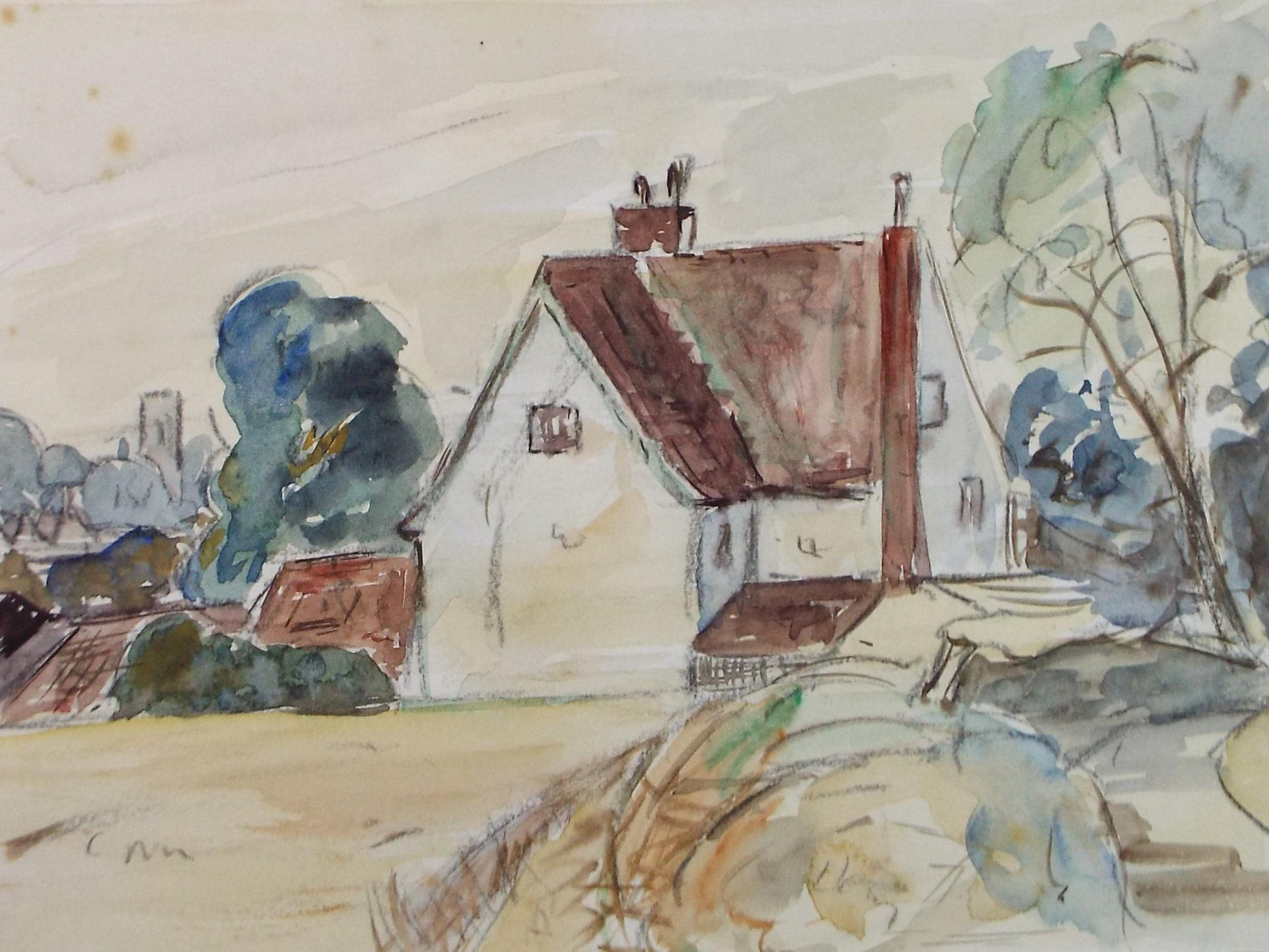 Original Watercolour , 'Farmhouse Study', Circa 1970's , Geoffrey Burrows (1934-2023)
