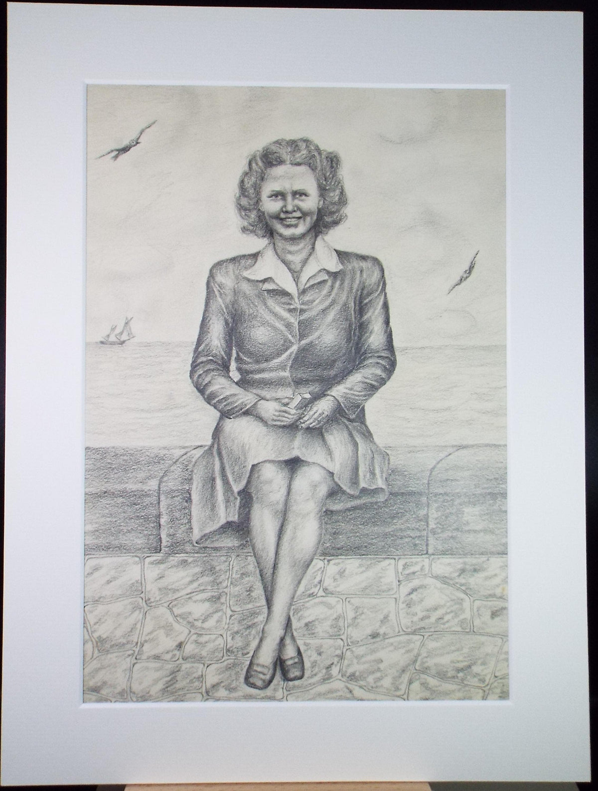 Original Pencil drawing, 'Portrait of a Woman', E Gaston Longley, Circa 1940's