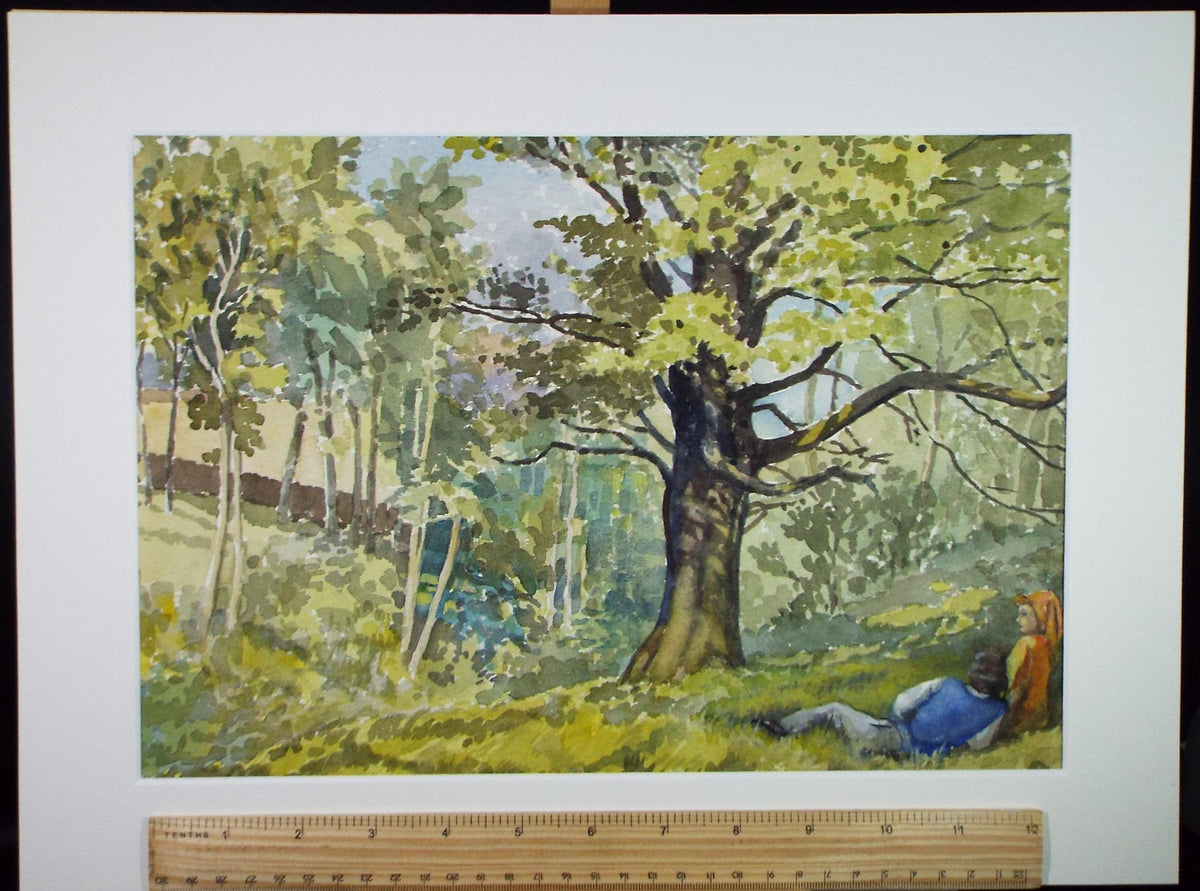 Original Watercolour, 'Figures in Woodland', Richard A Siddall, Dated 1975