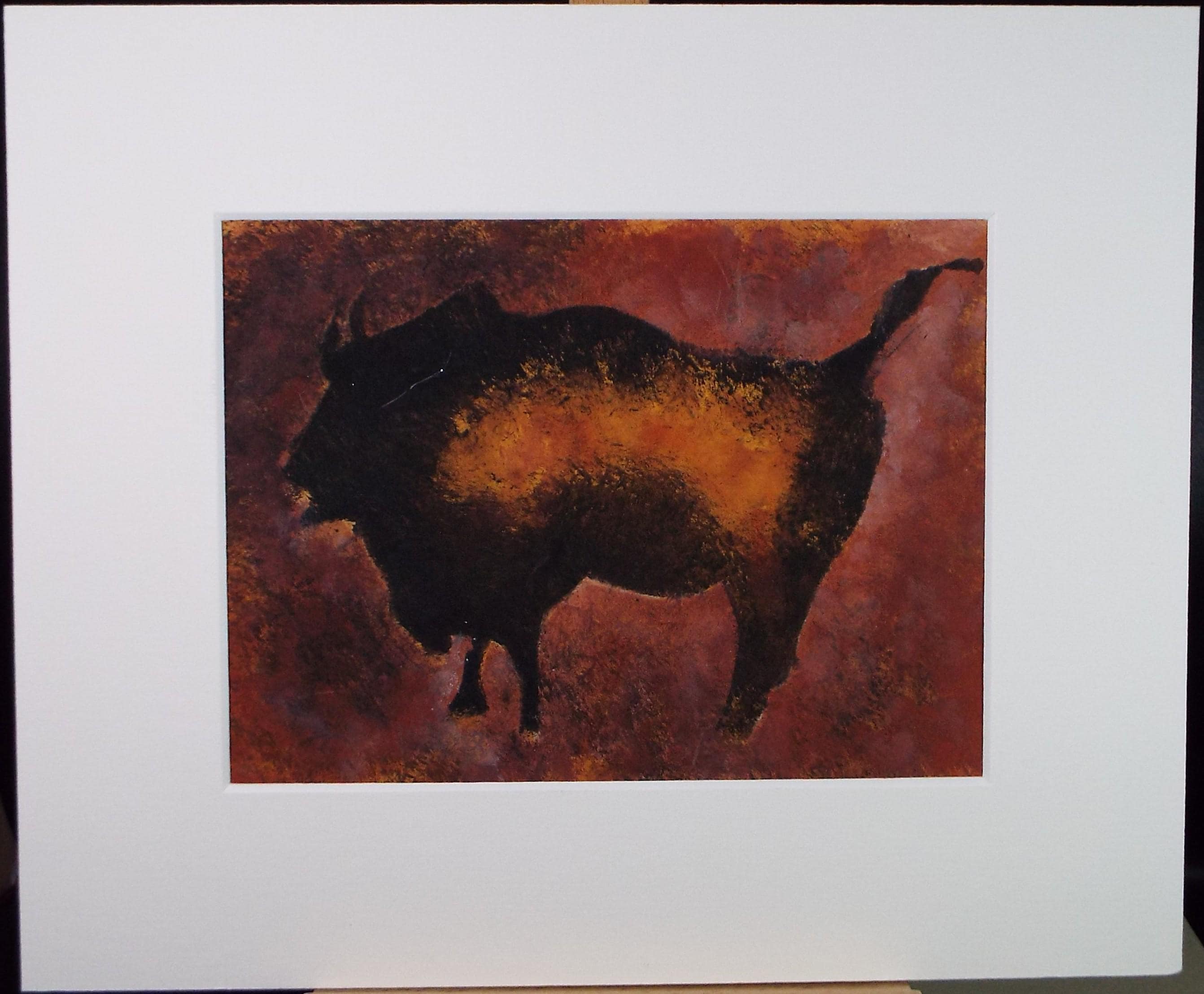 Original Watercolour, 'Cave style painting of a Bison', Ken Stewart (1926-1991), circa 1960's
