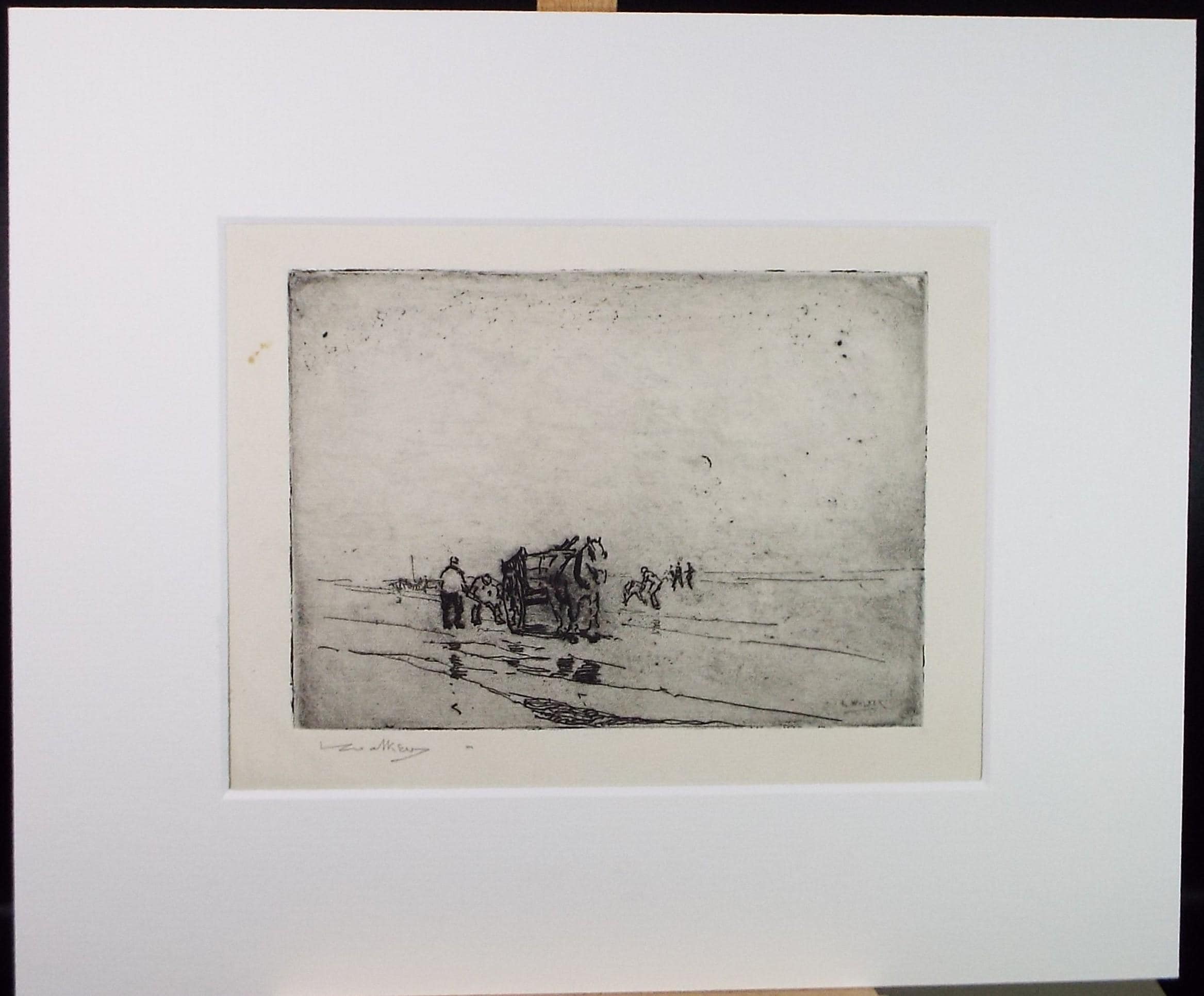 Hand Pressed Etching, 'Cockle Pickers', Lawrence Walker (1877-1967), Circa 1920's, signed