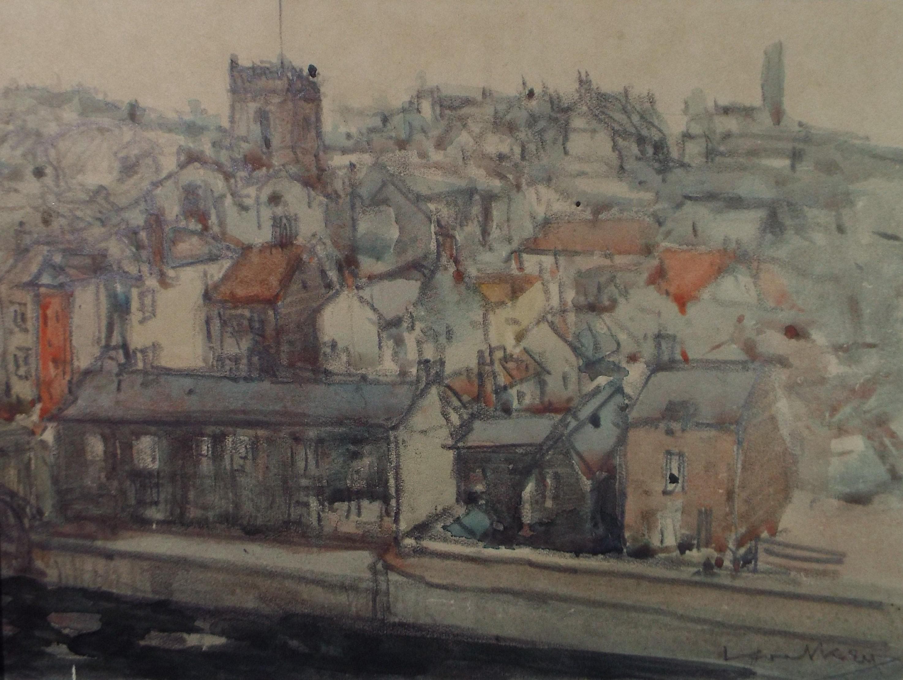 Original Watercolour & Pencil, 'Townscape', Circa 1920's, Lawrence Walker (1877-1967)