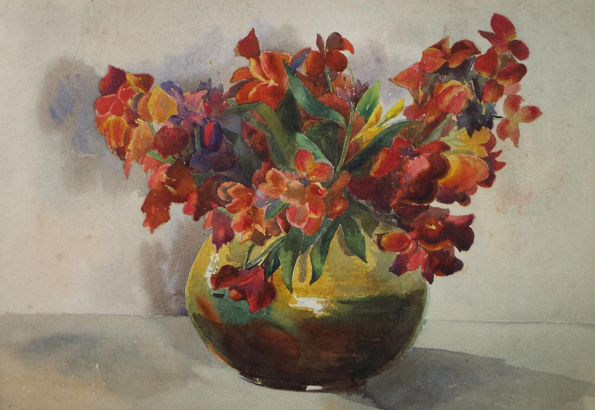 Original Watercolour, 'Still Life of Flowers', Circa 1950's , Unknown artist