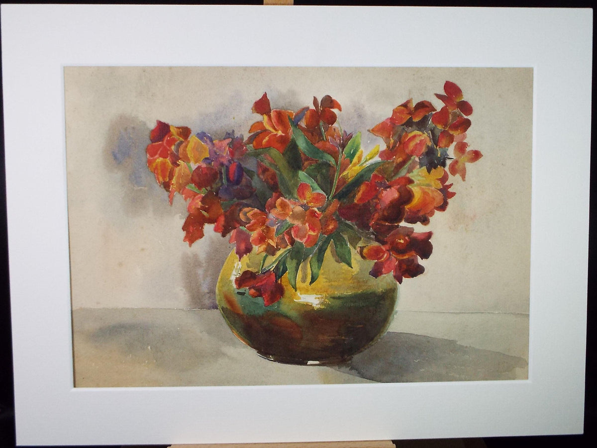 Original Watercolour, 'Still Life of Flowers', Circa 1950's , Unknown artist
