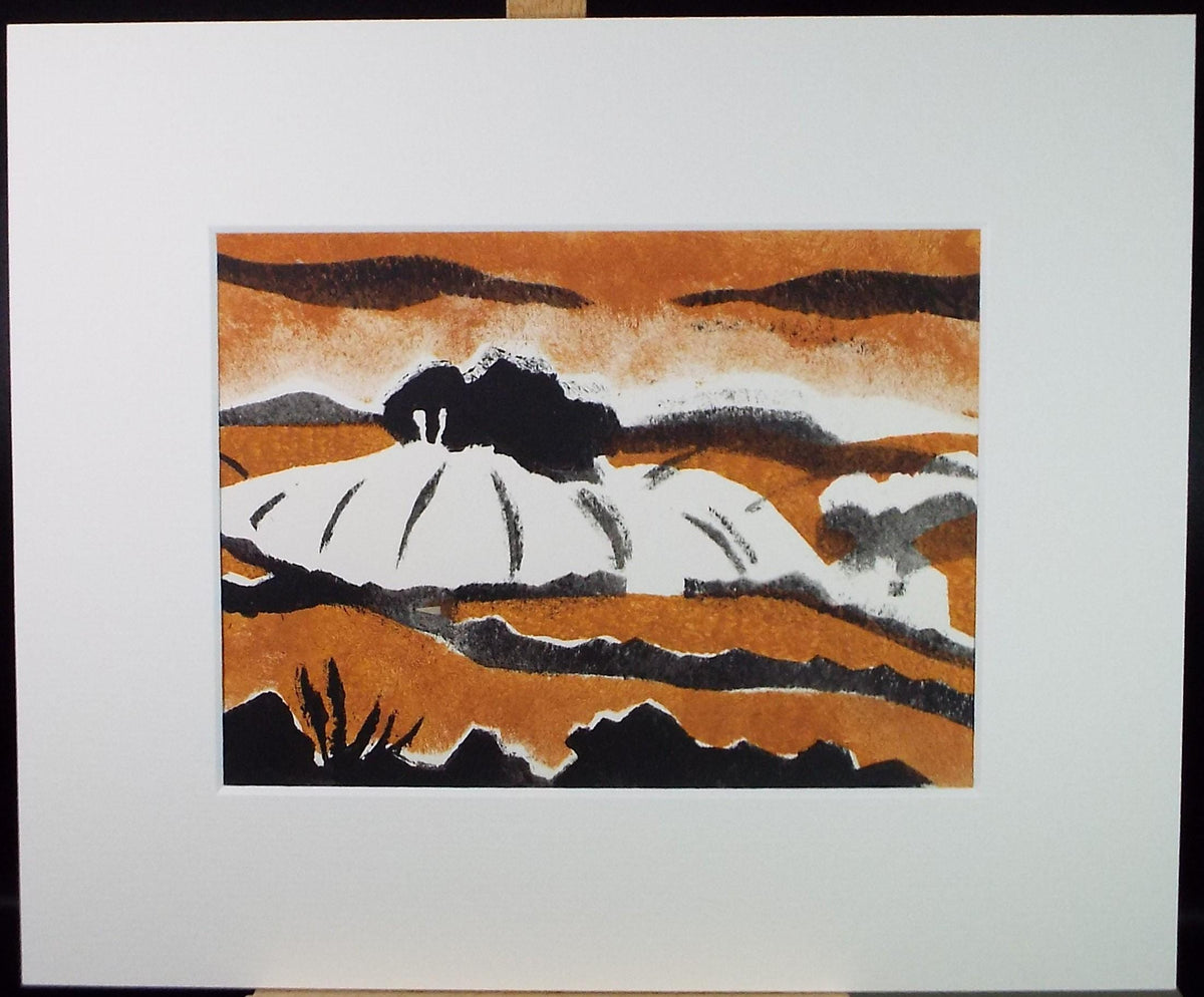 Original Monoprint, 'Coastal landscape' , Ken Stewart (1926-1991), Circa 1960's