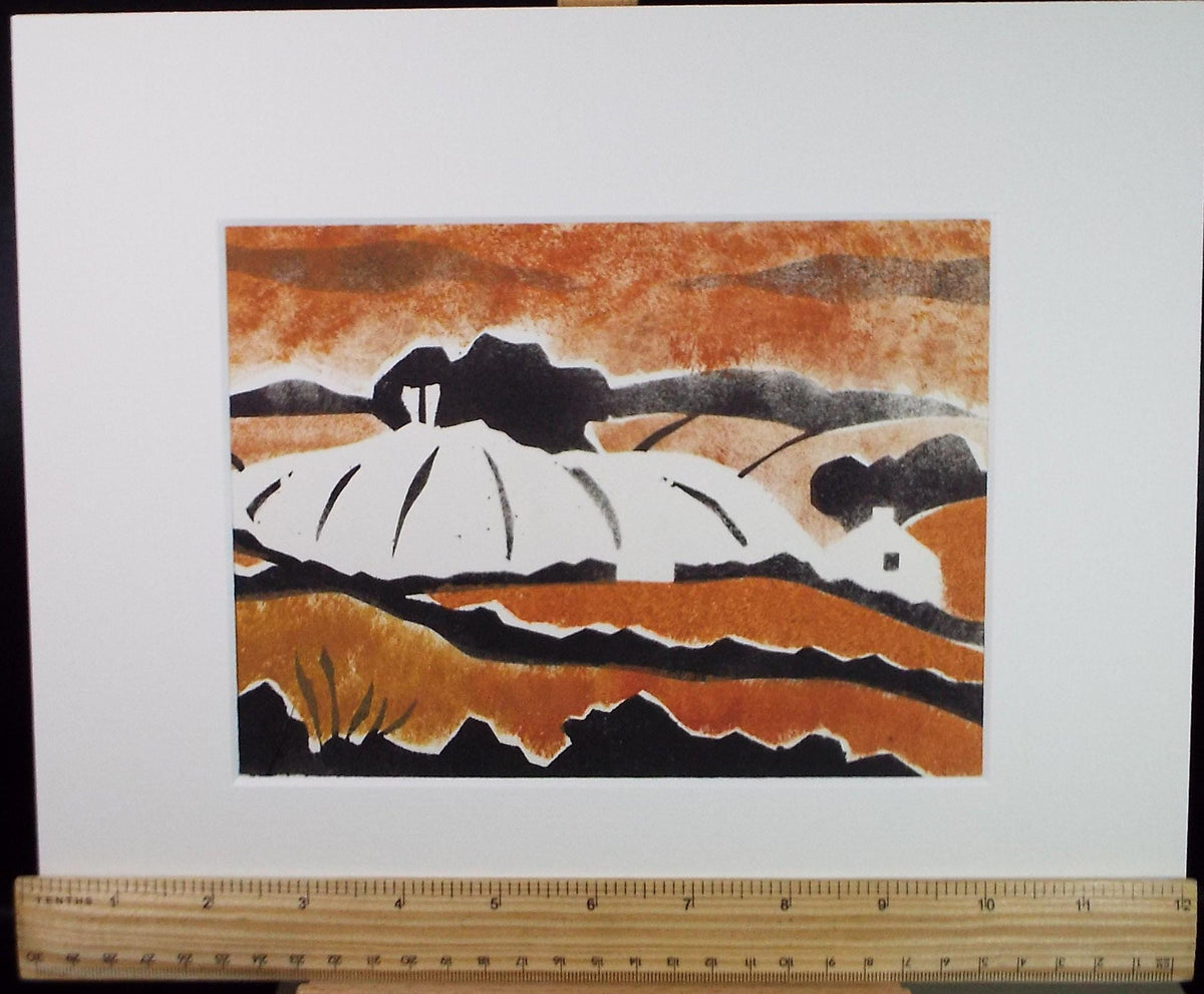 Original Monoprint, 'Coastal landscape' , Ken Stewart (1926-1991), Circa 1960's