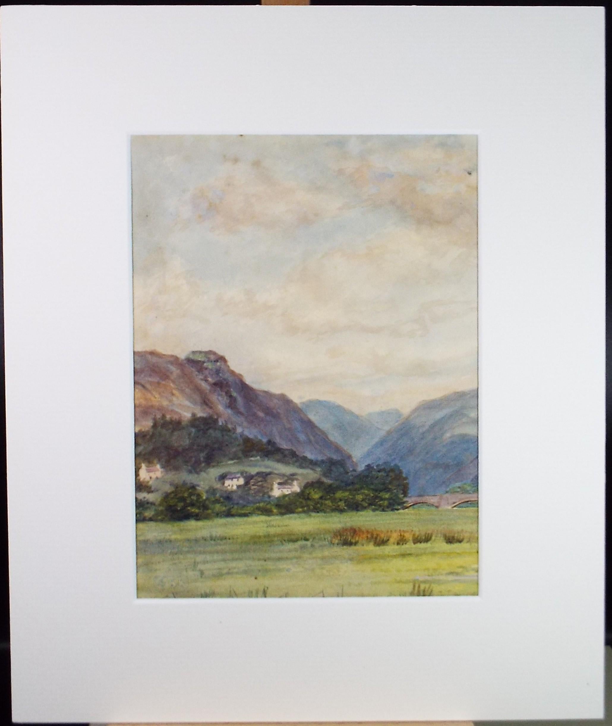 Original Watercolour on Paper, 'Village in a valley', Circa 1900, Artist Unknown