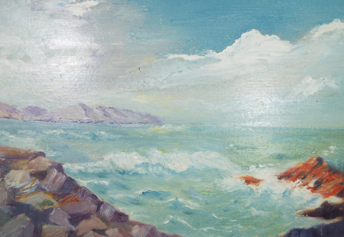 Original Acrylic on Paper, 'Rocky Coast', Circa 1980's