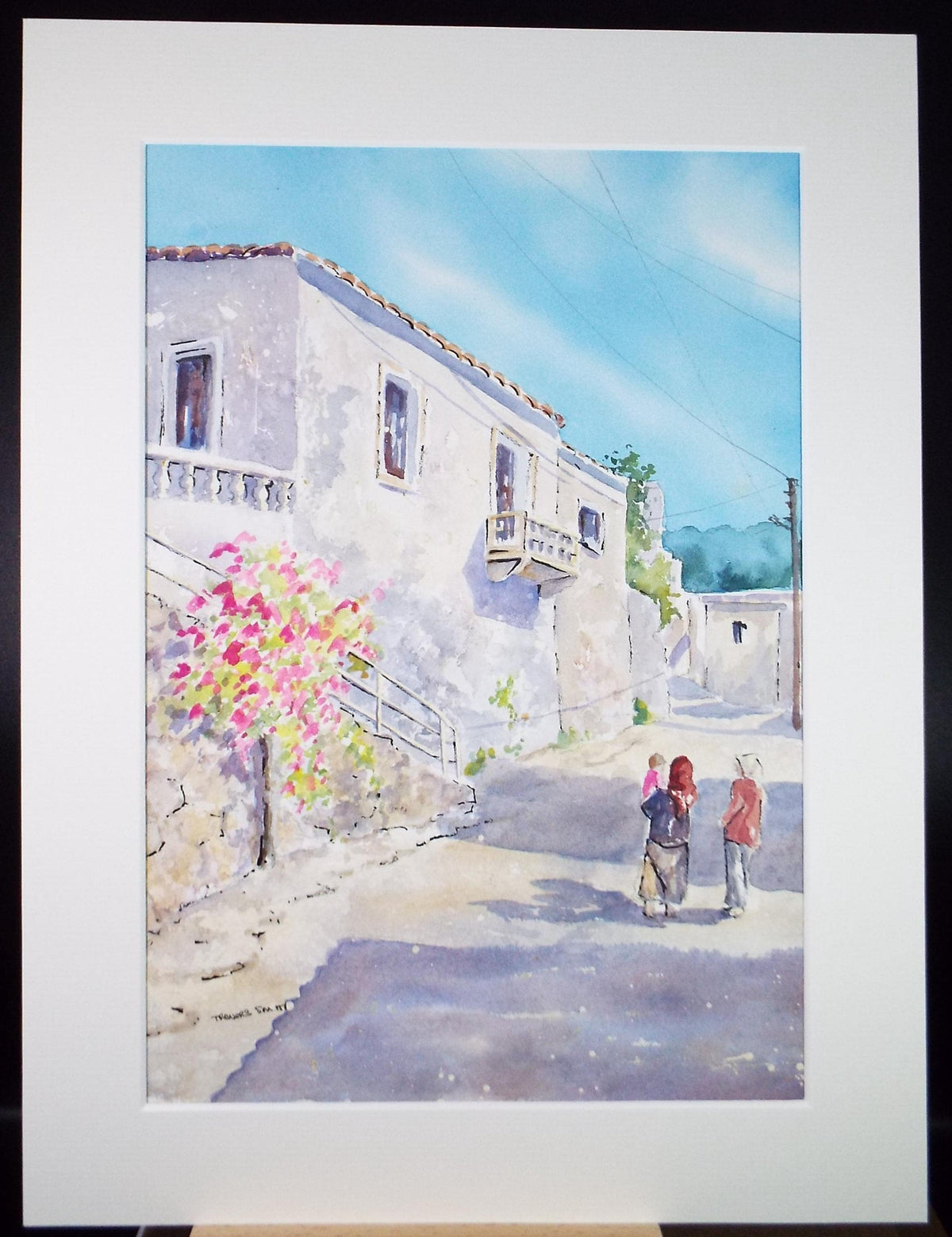 Original Watercolour , 'Villa with Figures', Dorothea Travers-Smith, circa 1990's