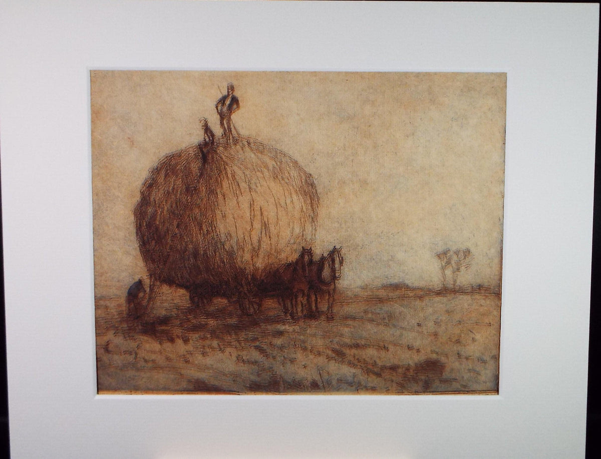 Hand Pressed Etching, 'Harvesting the Hay', Lawrence Walker (1877-1967), Circa 1920's