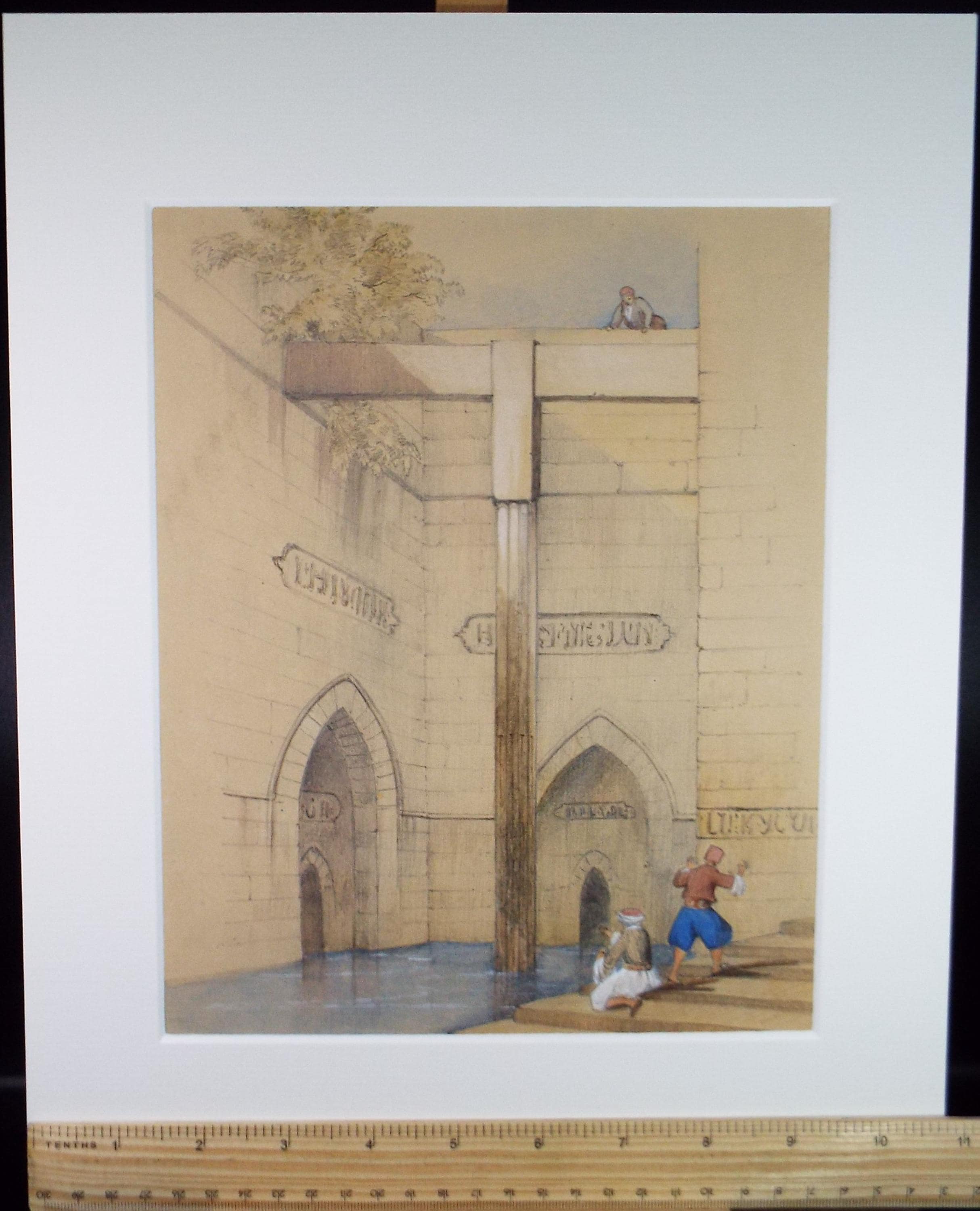 Original Watercolour, 'Building with Ottoman Figures', Circa 1920's, Lawrence Walker (1877-1967)