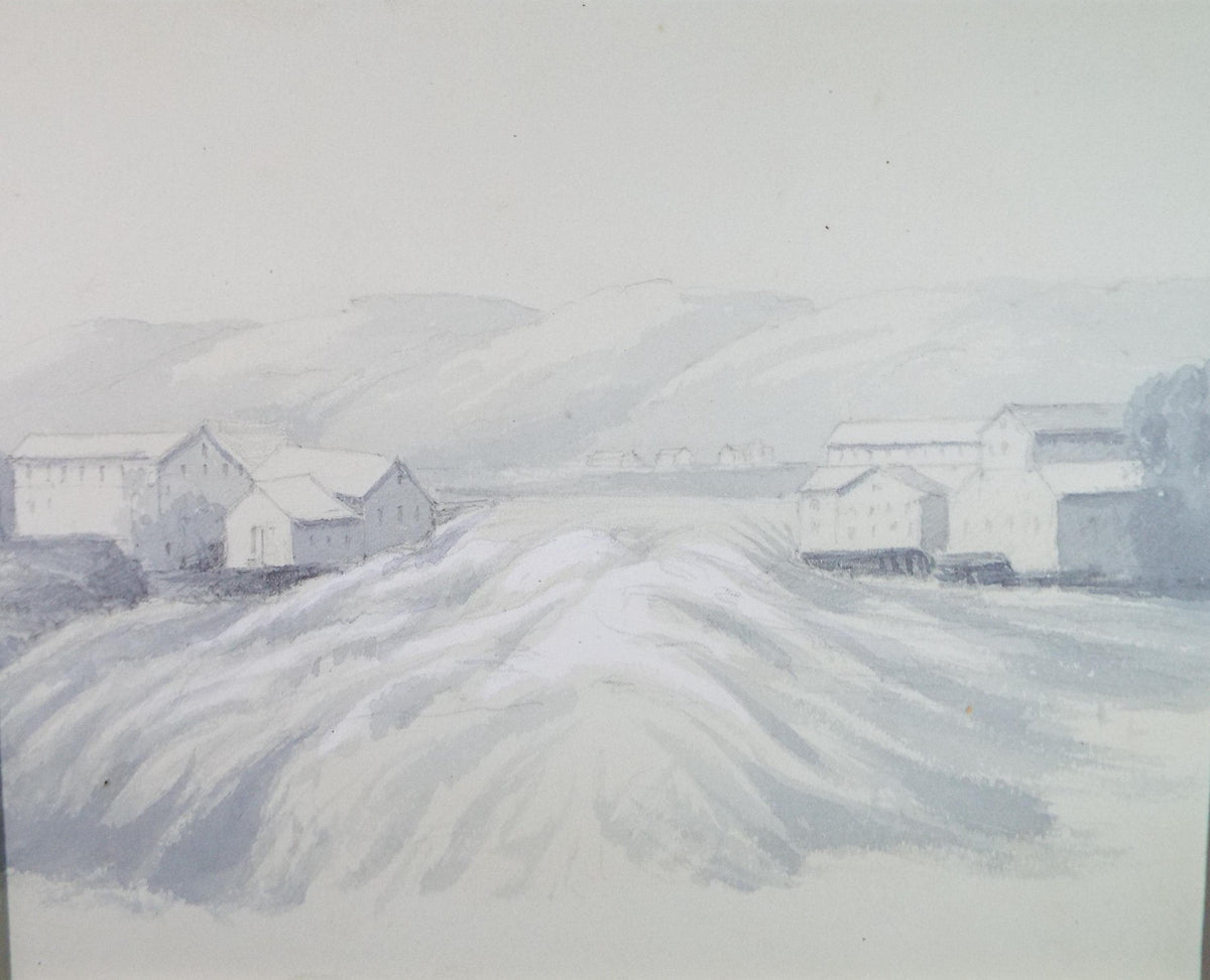 Original Watercolour, 'Landscape with Warehousing',Late 19th Century, artist Unknown