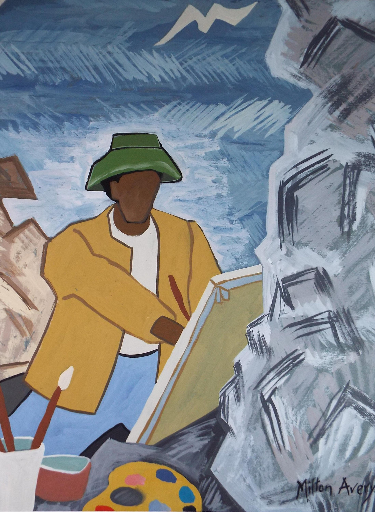 Original Gouache , 'Artist Painting ', Milton Avery, circa 1980's