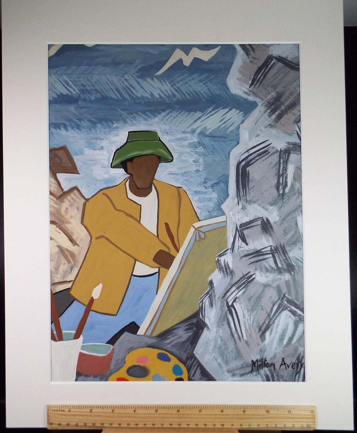 Original Gouache , 'Artist Painting ', Milton Avery, circa 1980's