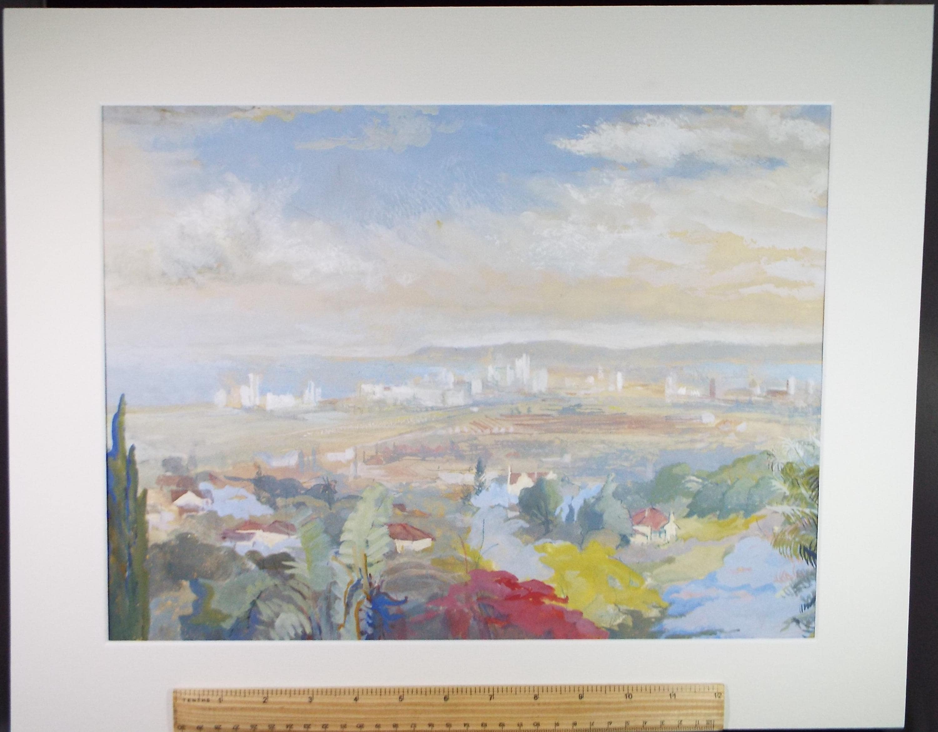 Original Gouache, 'Durban, South Africa', circa 1940's, artist unknown