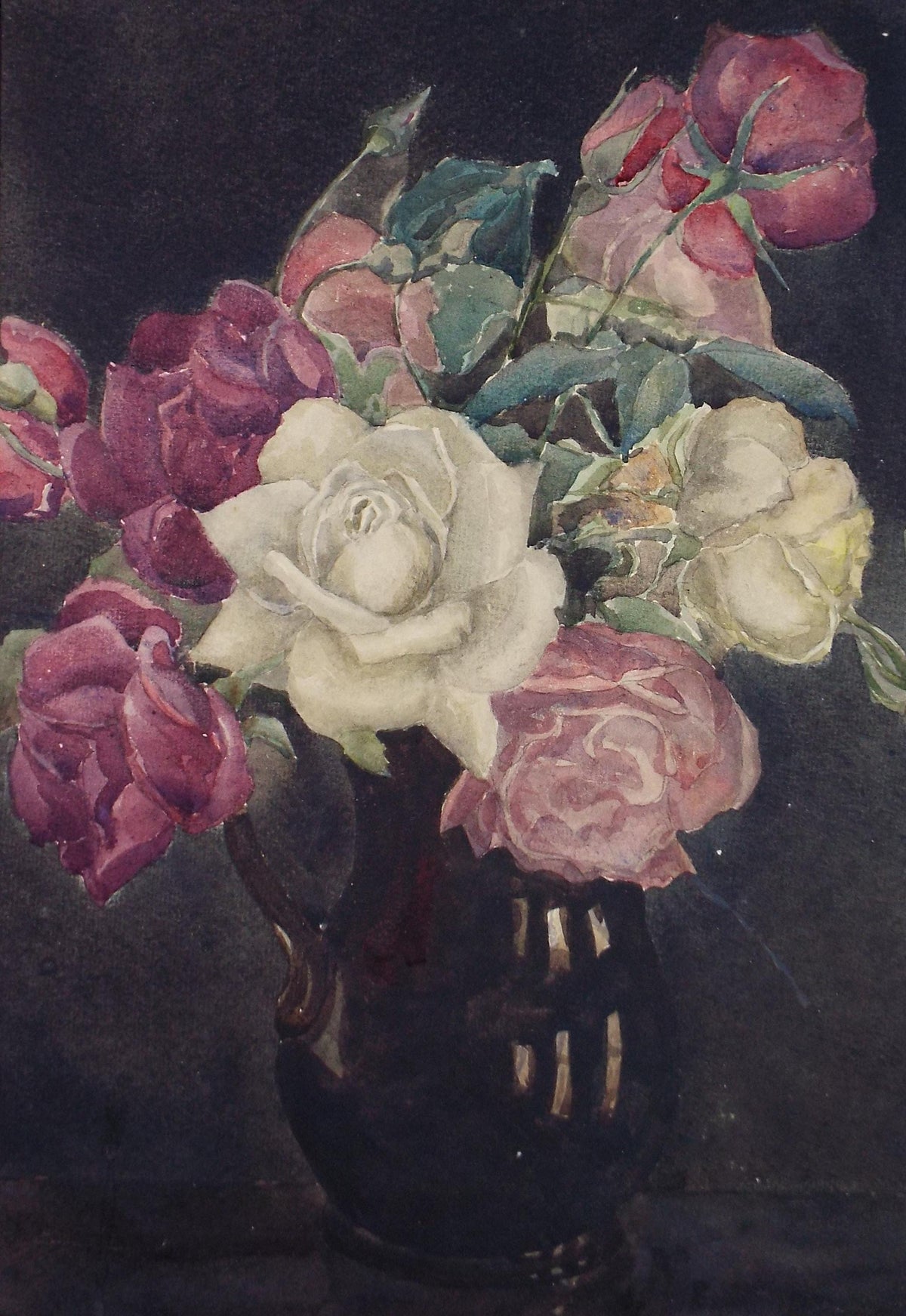 Original Watercolour 'Still life of roses', Unknown Artist, circa 1910