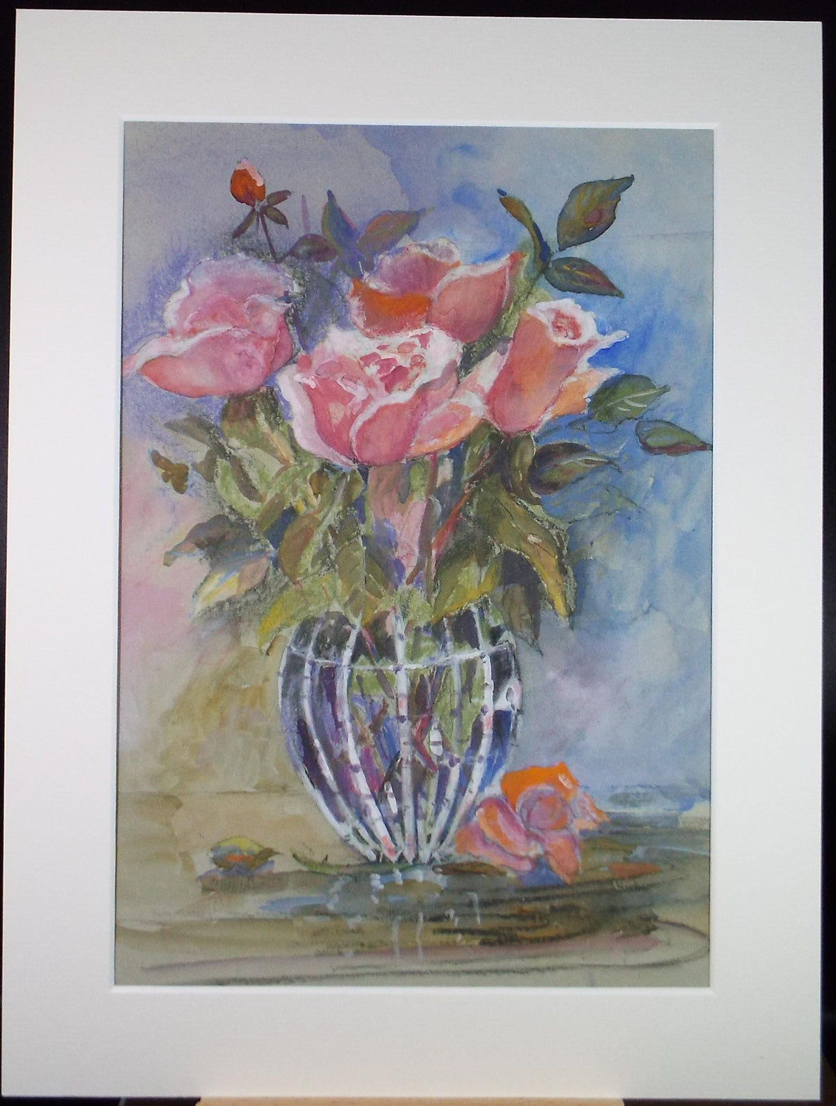 Original Watercolour 'Still life of roses', Unknown Artist, circa 1980's