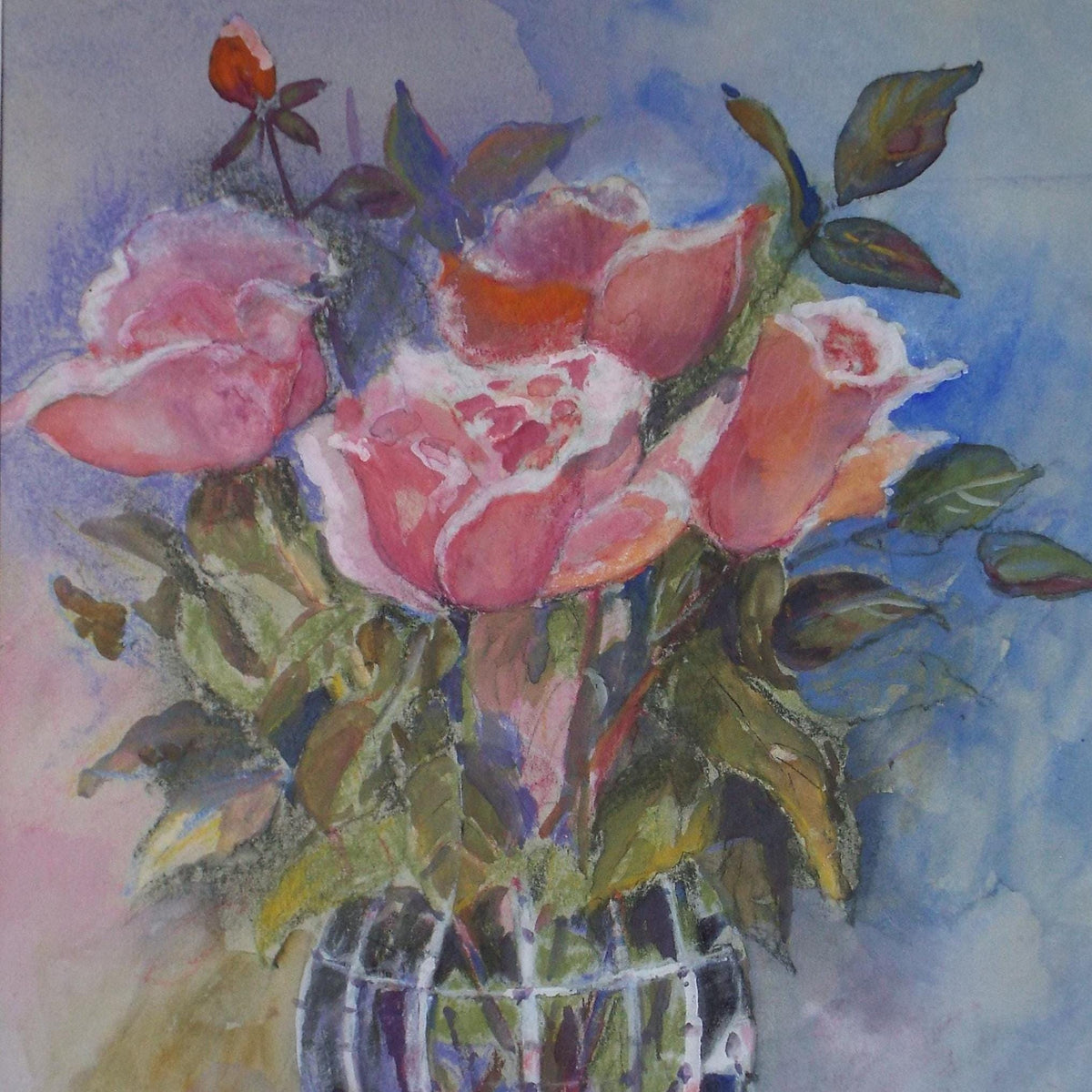 Original Watercolour 'Still life of roses', Unknown Artist, circa 1980's