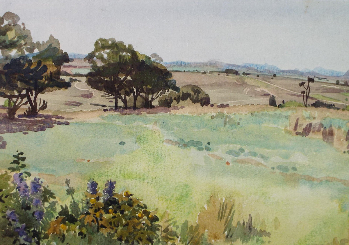 Original Watercolour, 'The Common', Circa 1980's, Artist Unknown