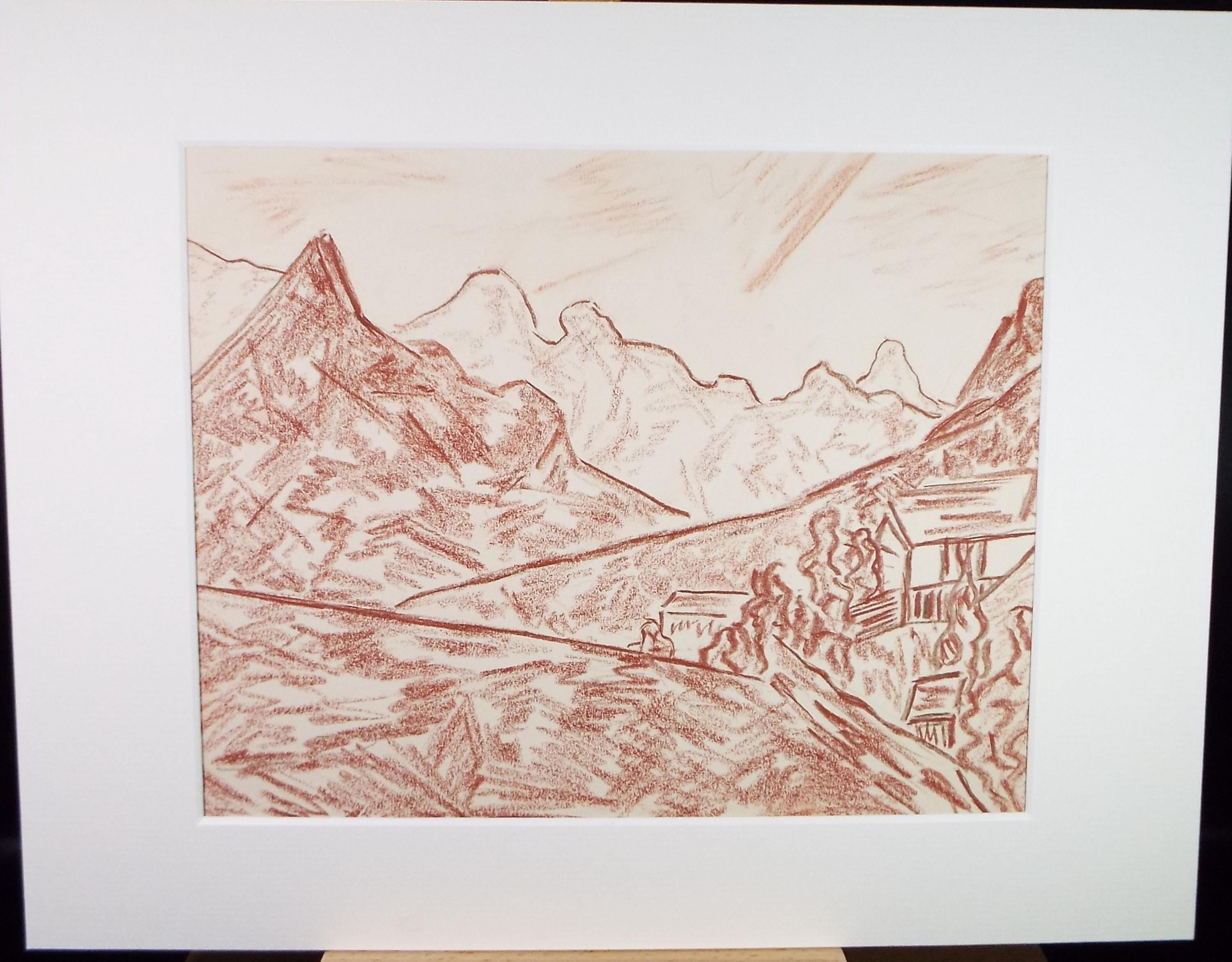 Original Pastel, 'Hilly Landscape', c1980's, Artist Unknown