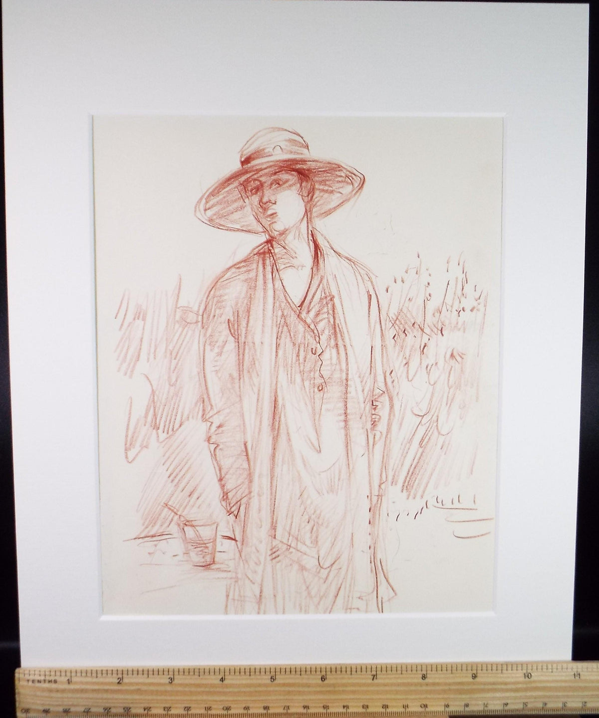 Original Pencil drawing 'Woman in a hat', circa 1990's, John Gilbey Bowles (1929-2011)