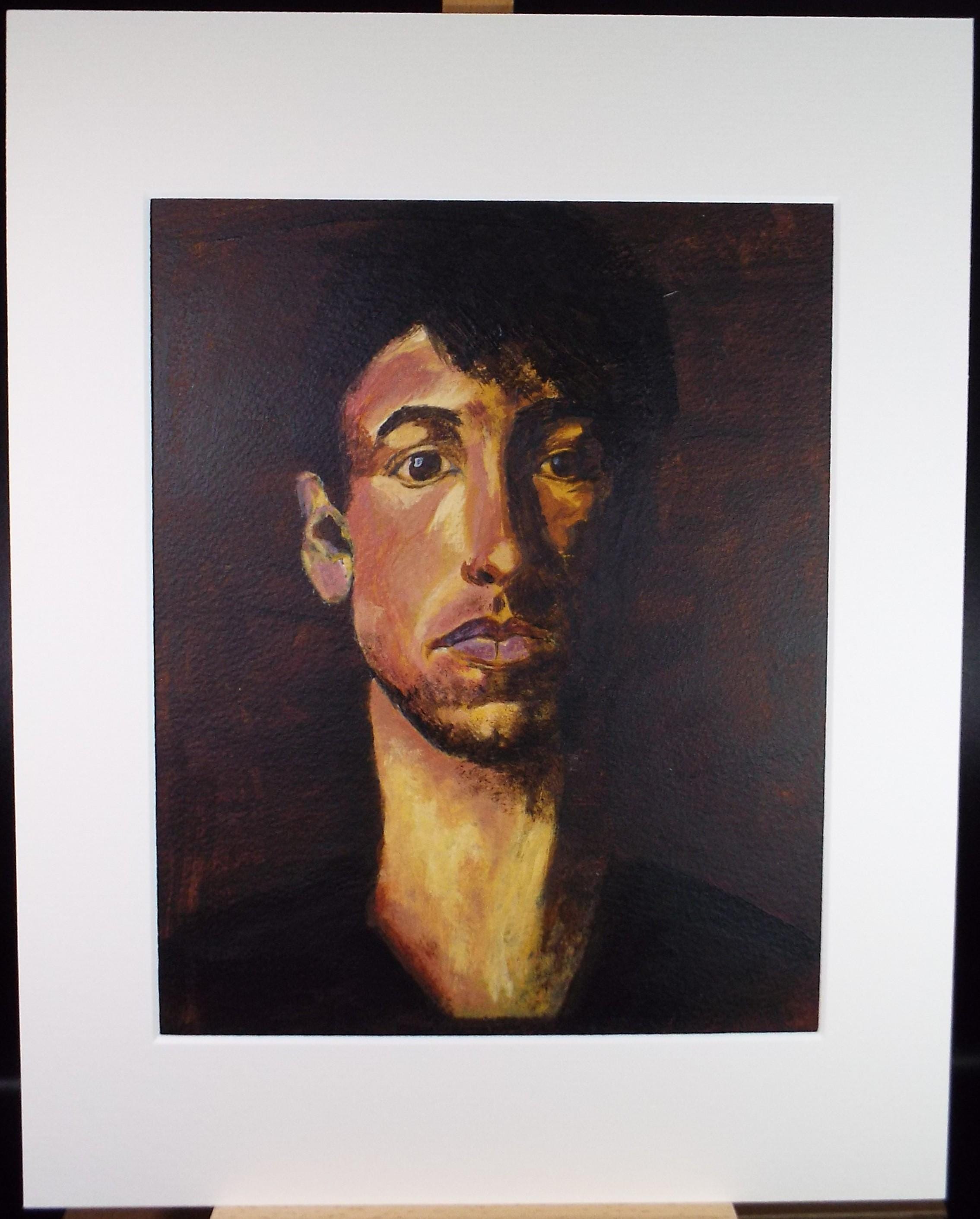 Original Acrylic 'Portrait of a man' , 1990's, Artist unknown