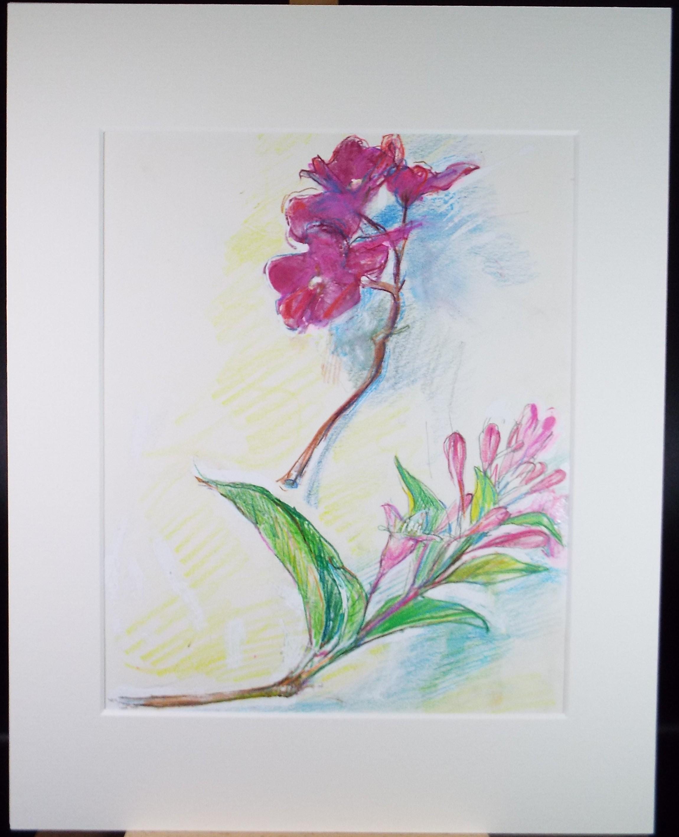 Modernist Mixed media, 'Still life of Weigela', Circa 1990's, John Gilbey Bowles (1929-2011)