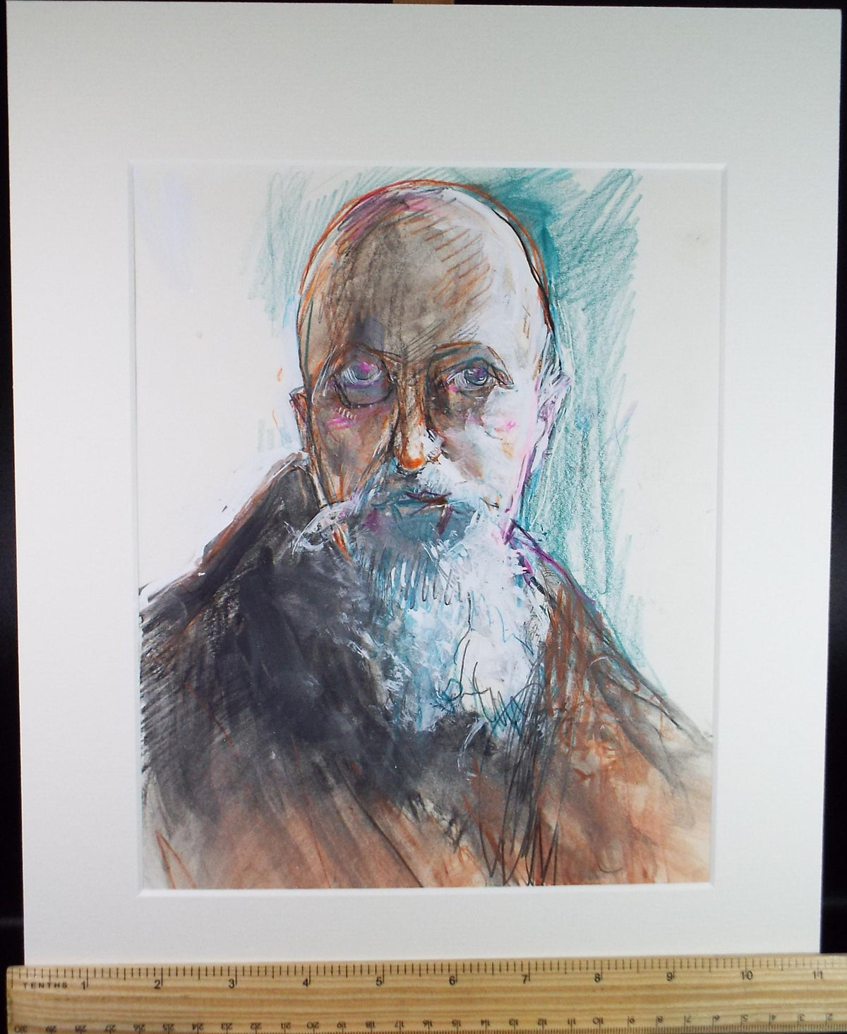 Original mixed media,'Portrait of a Man', circa 1990's, John Gilbey Bowles (1929-2011)