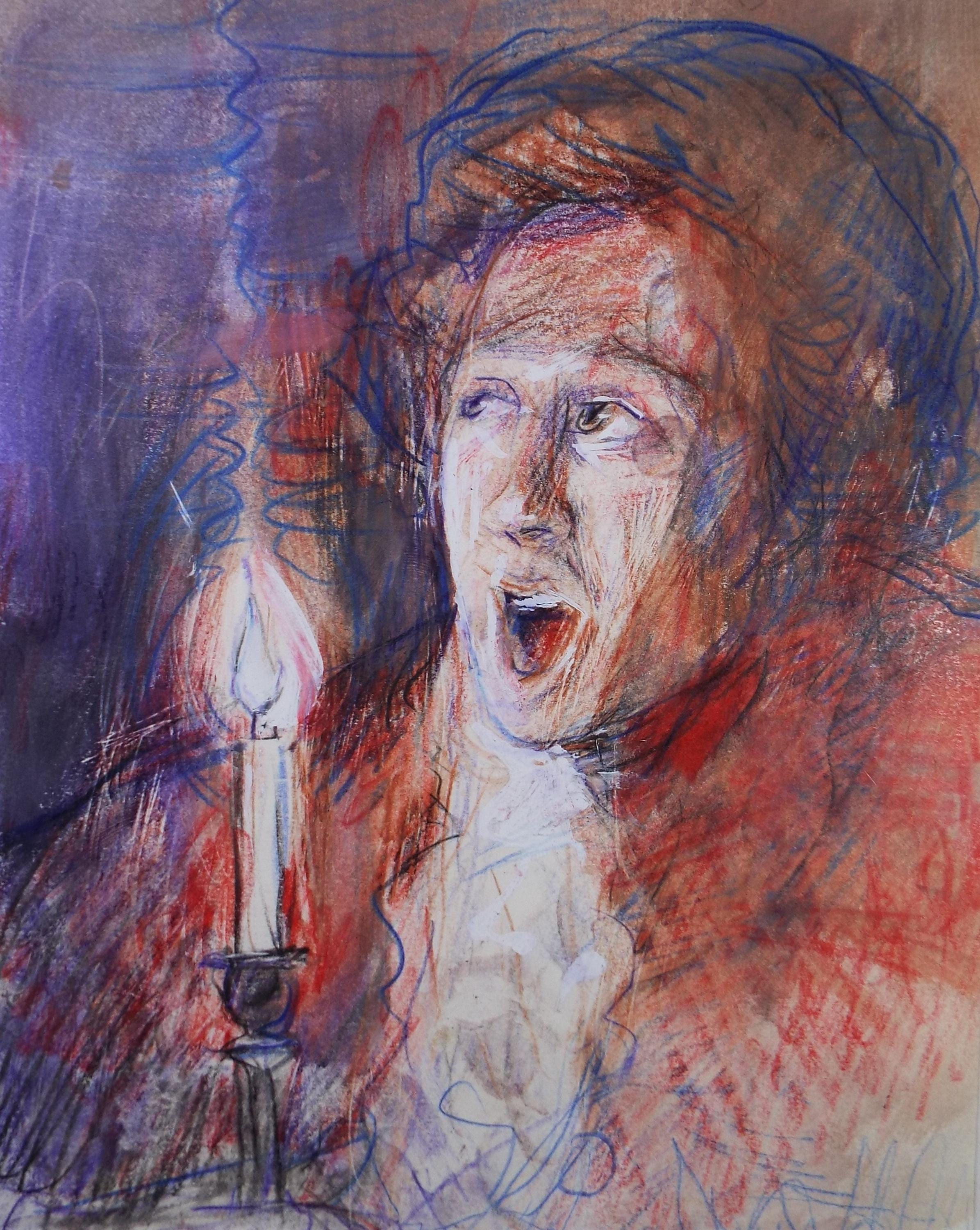 Original mixed media, 'A fright in the night', circa 1990's, John Gilbey Bowles (1929-2011)