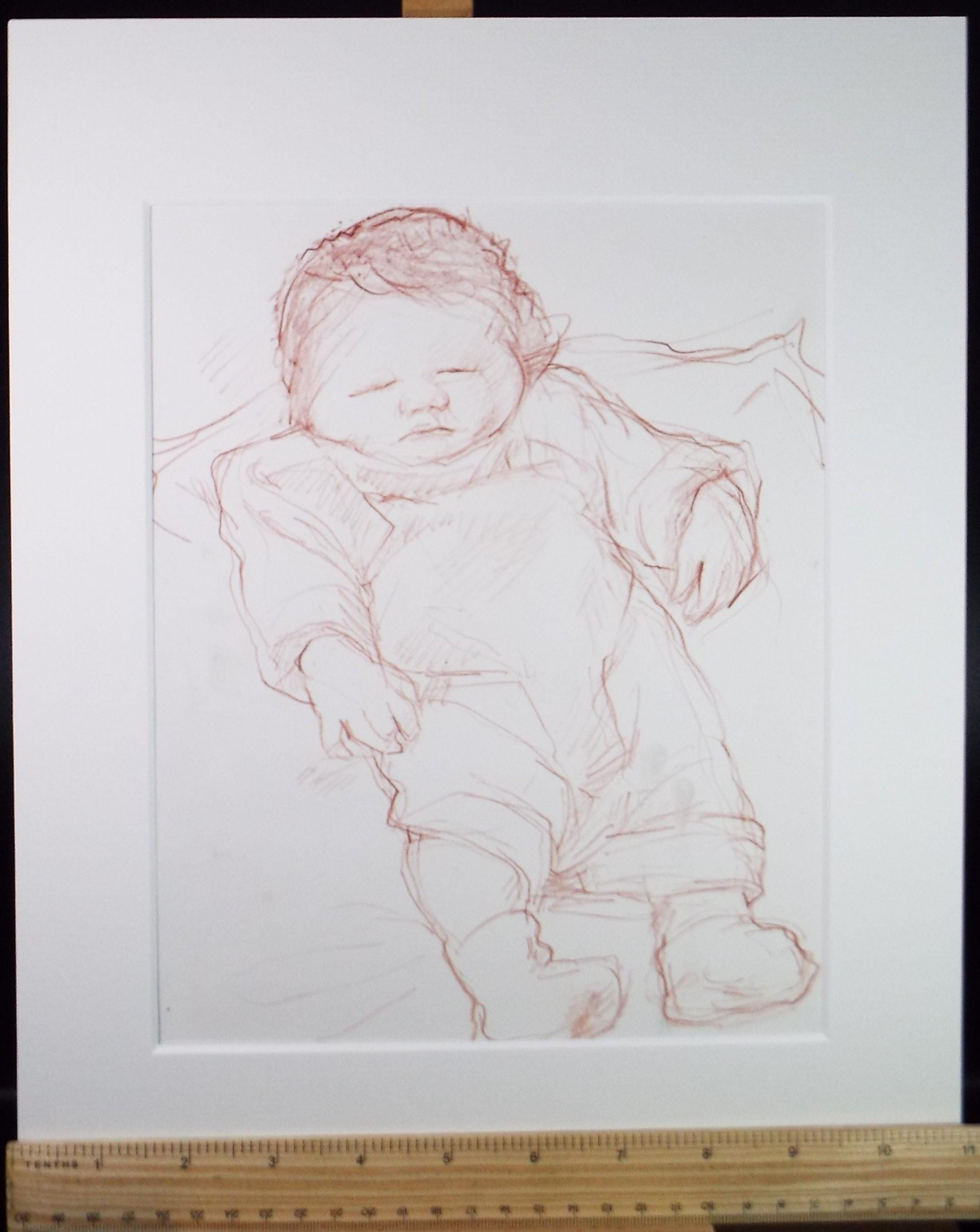 Original Pencil drawing 'Sleeping Baby', circa 1990's, John Gilbey Bowles (1929-2011)