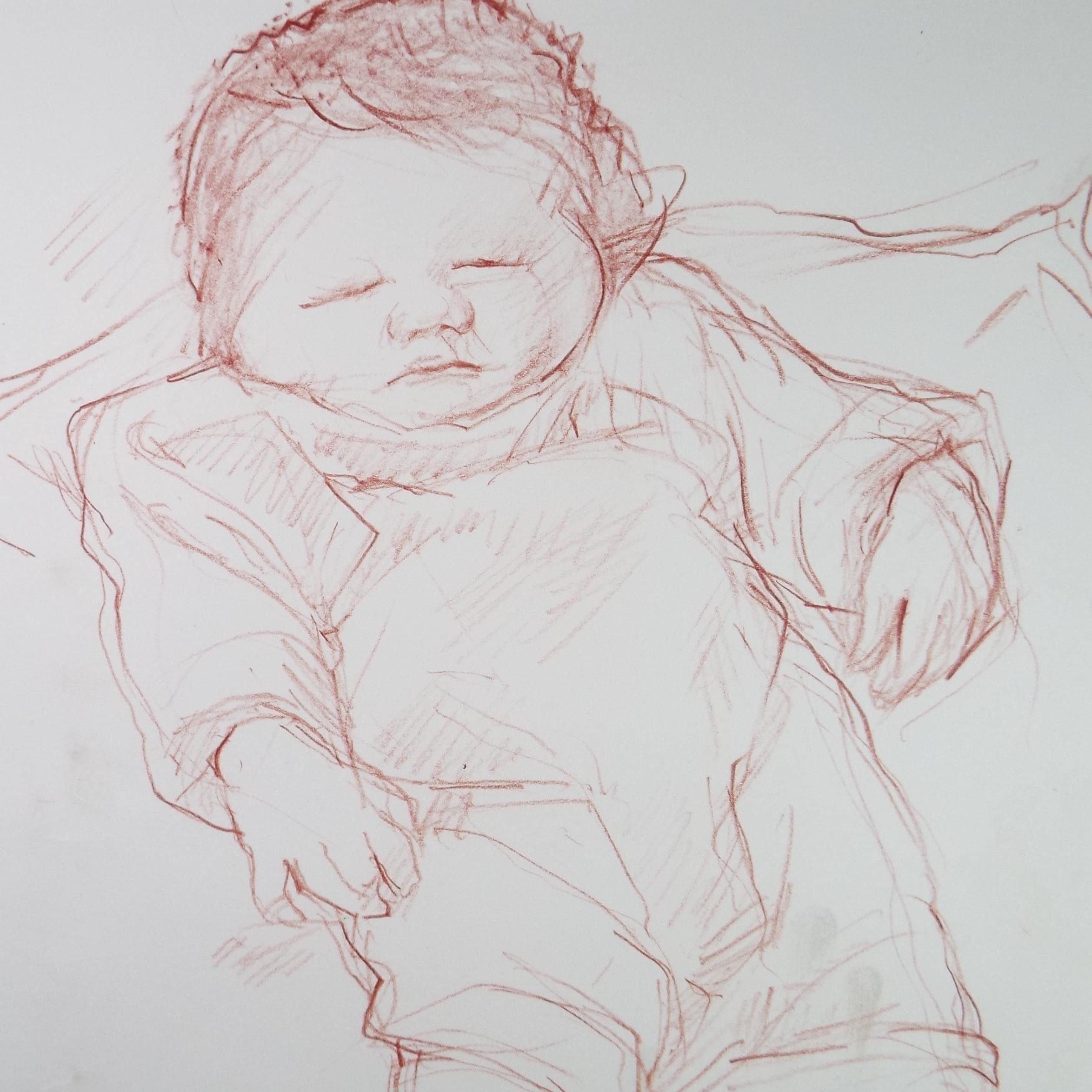 Original Pencil drawing 'Sleeping Baby', circa 1990's, John Gilbey Bowles (1929-2011)