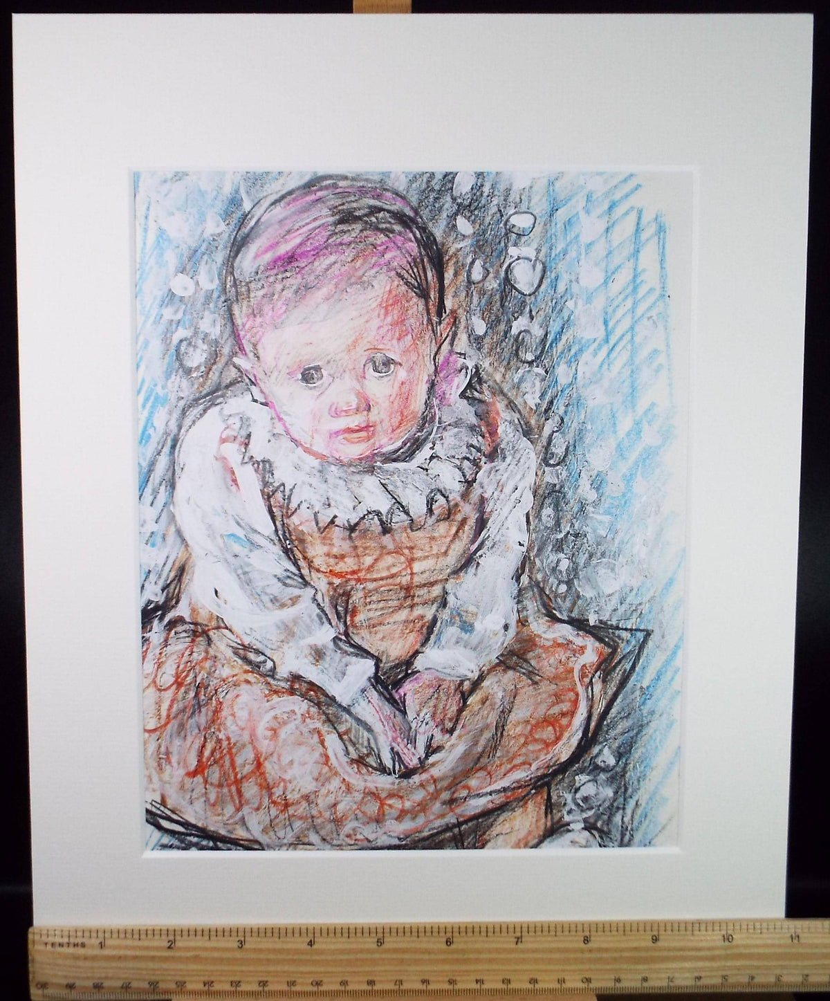 Original mixed media, 'Young child', circa 1990's, John Gilbey Bowles (1929-2011)