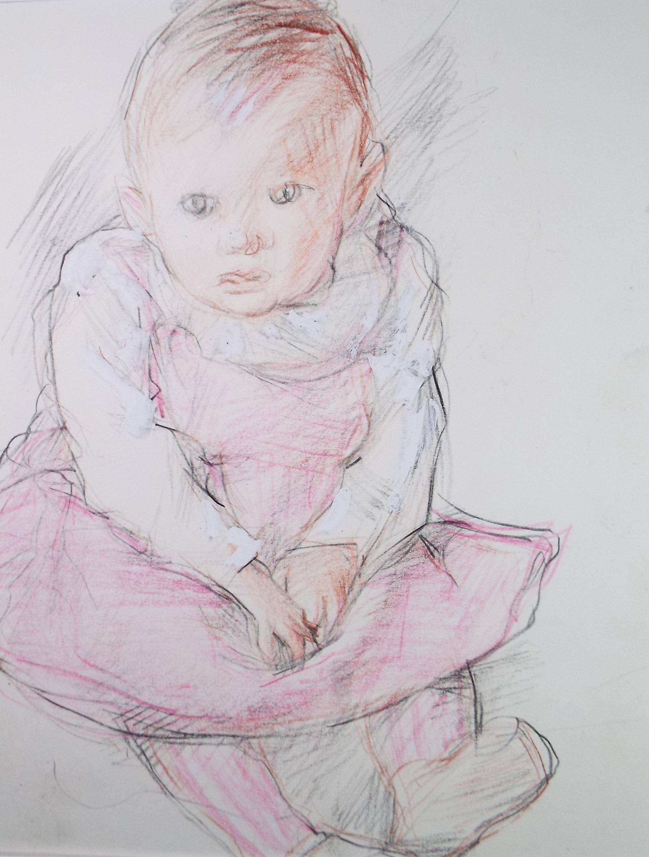 Original Pencil drawing 'Young Child', circa 1990's, John Gilbey Bowles (1929-2011)