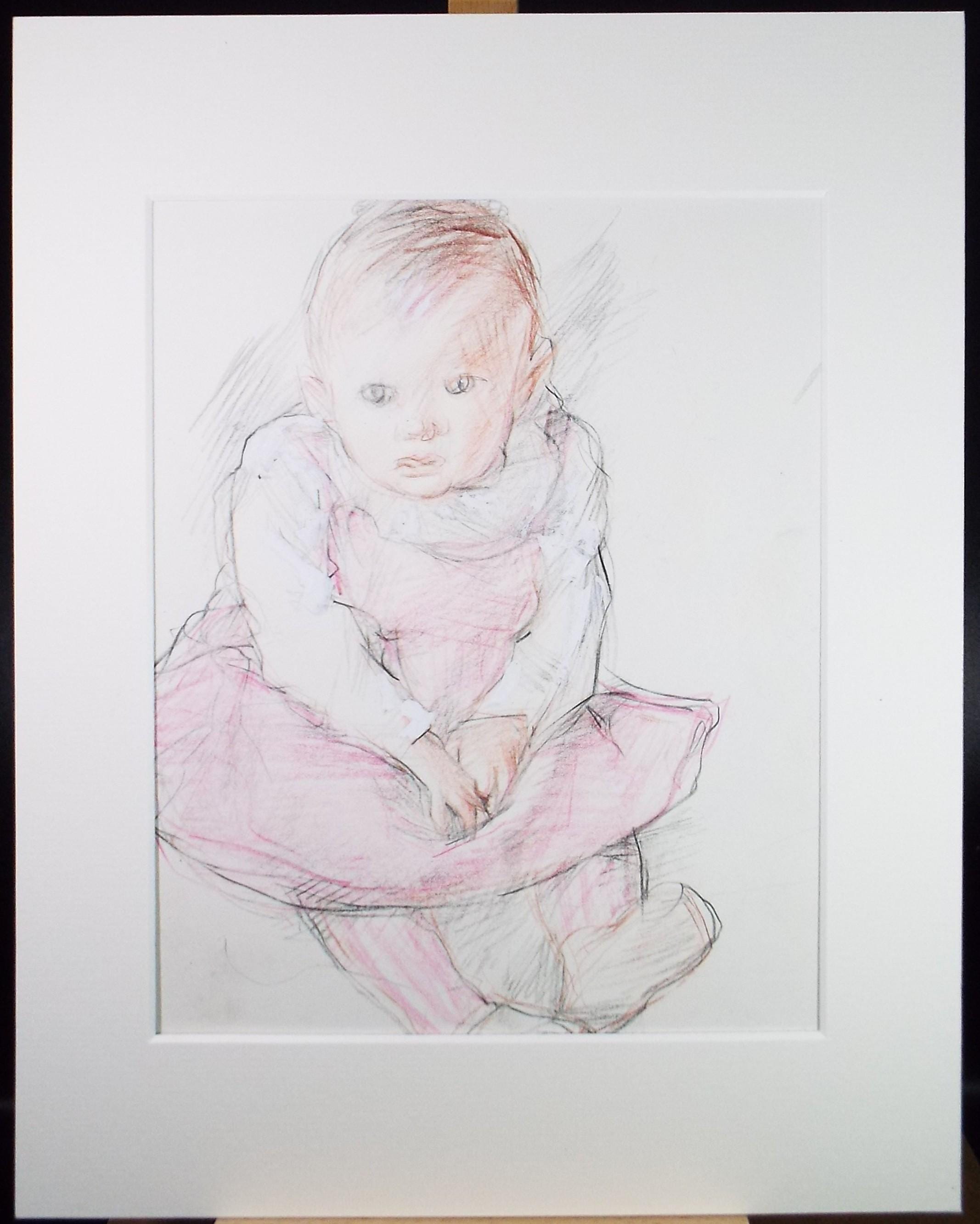 Original Pencil drawing 'Young Child', circa 1990's, John Gilbey Bowles (1929-2011)