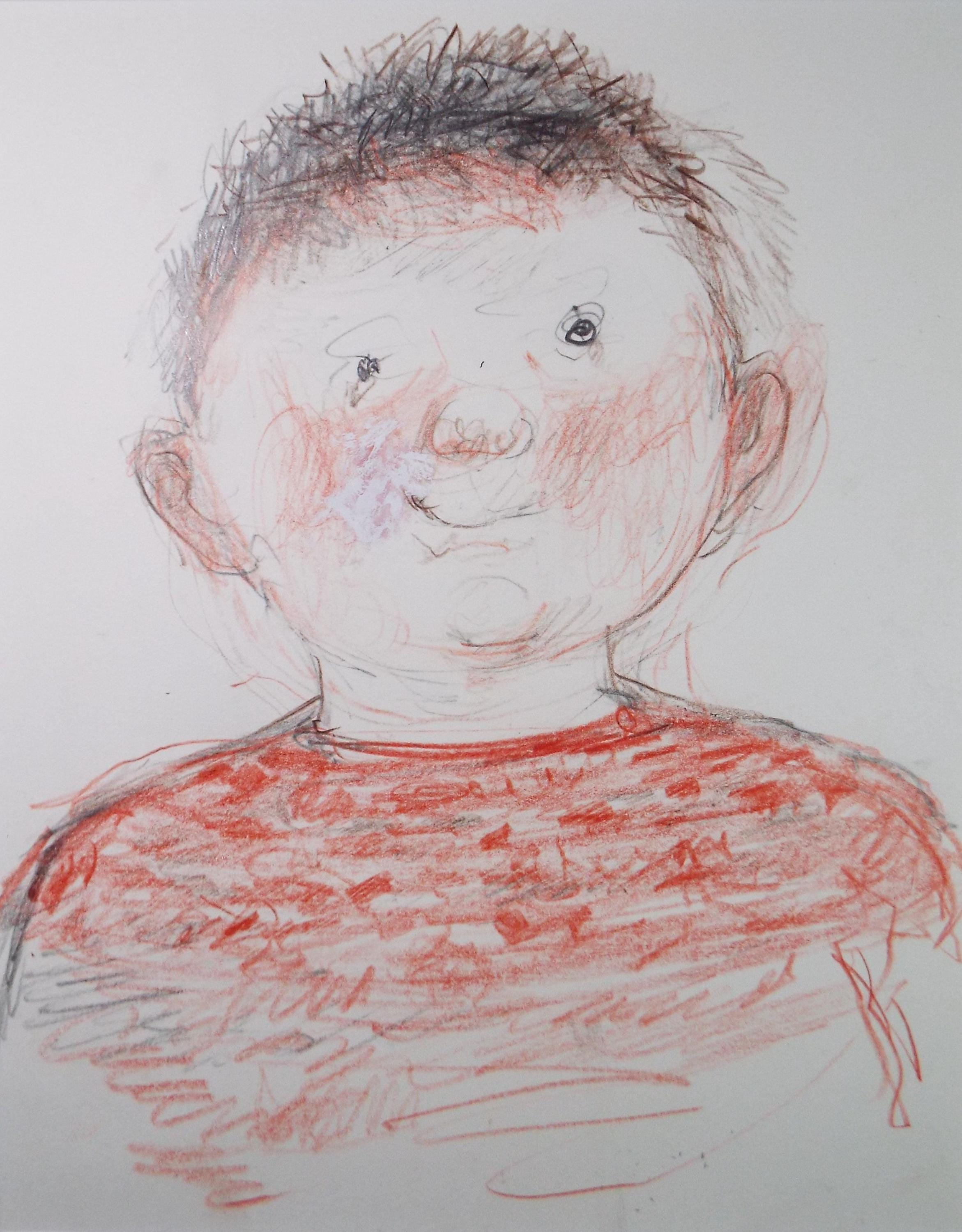 Original mixed media,'Young Boy', circa 1990's, John Gilbey Bowles (1929-2011)
