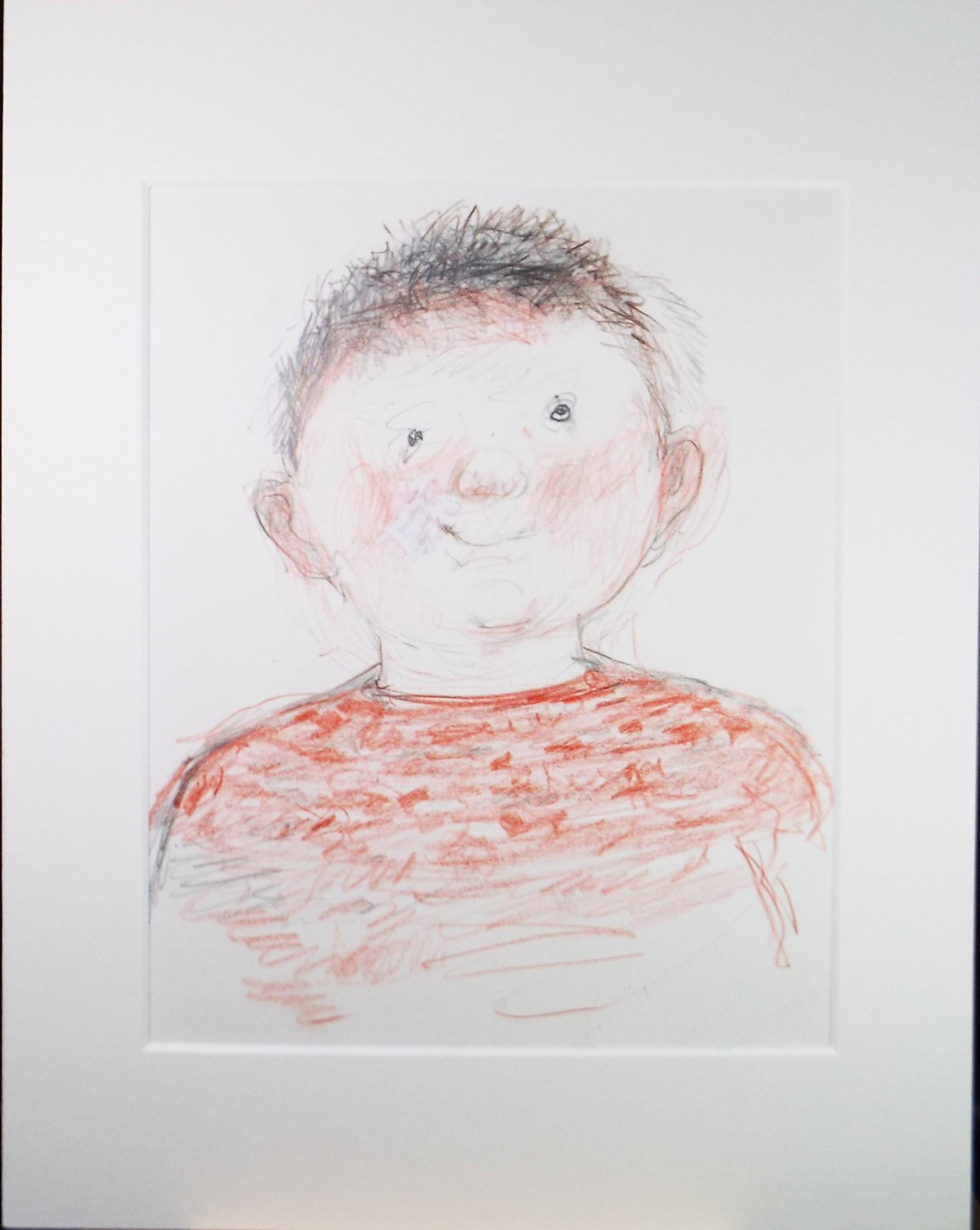 Original mixed media,'Young Boy', circa 1990's, John Gilbey Bowles (1929-2011)