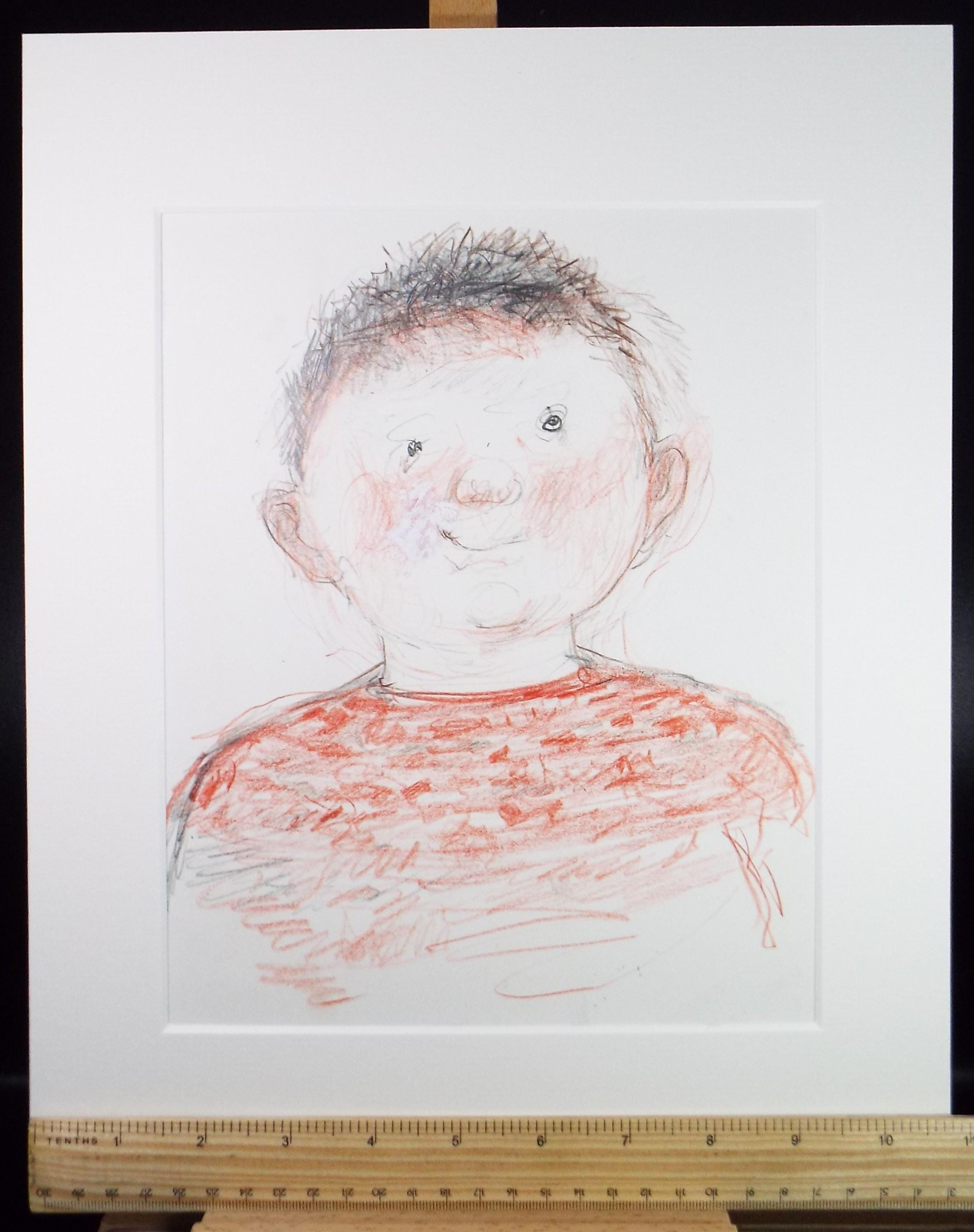 Original mixed media,'Young Boy', circa 1990's, John Gilbey Bowles (1929-2011)