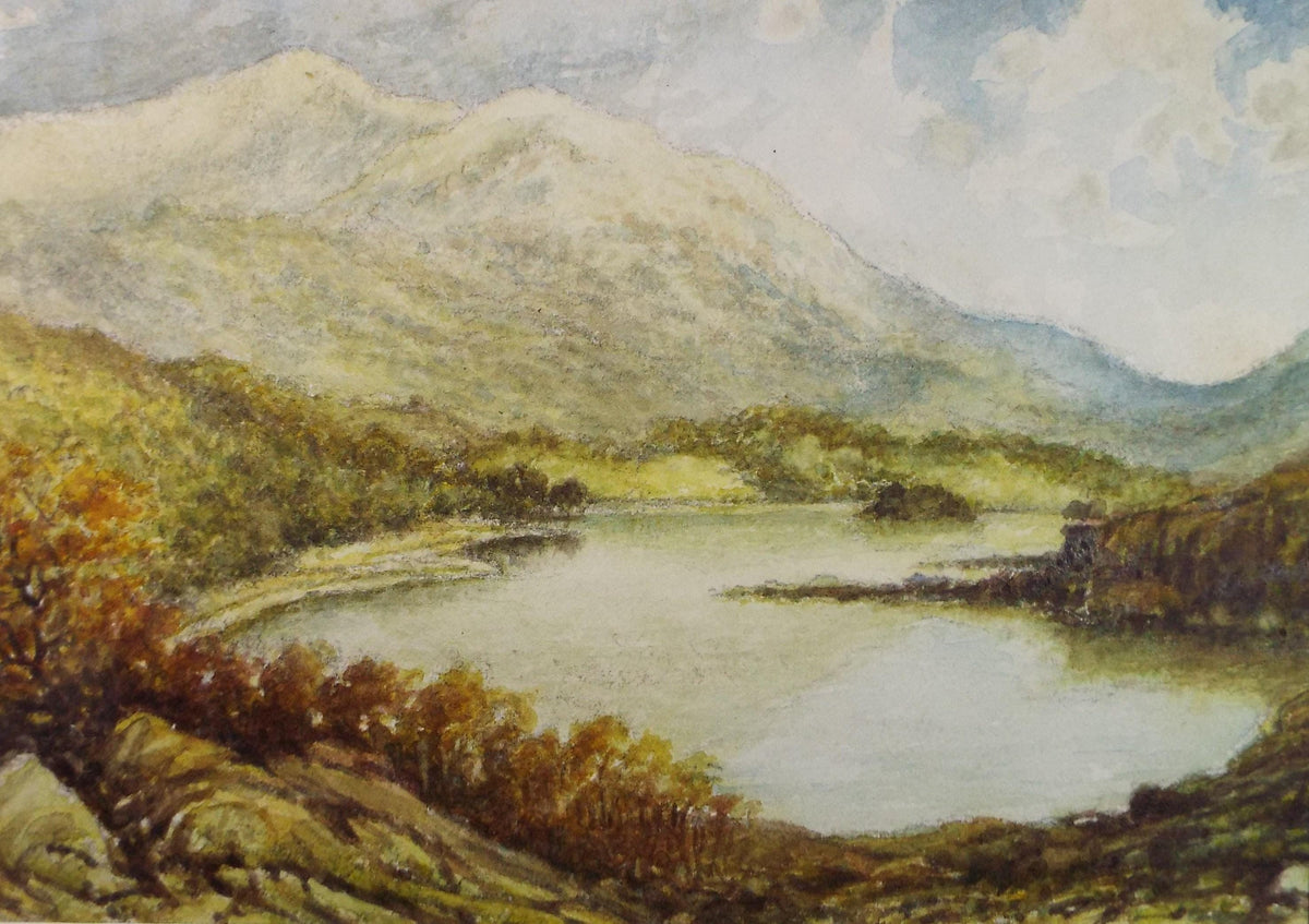 Original Watercolour, 'Lake landscape', late 19th Century