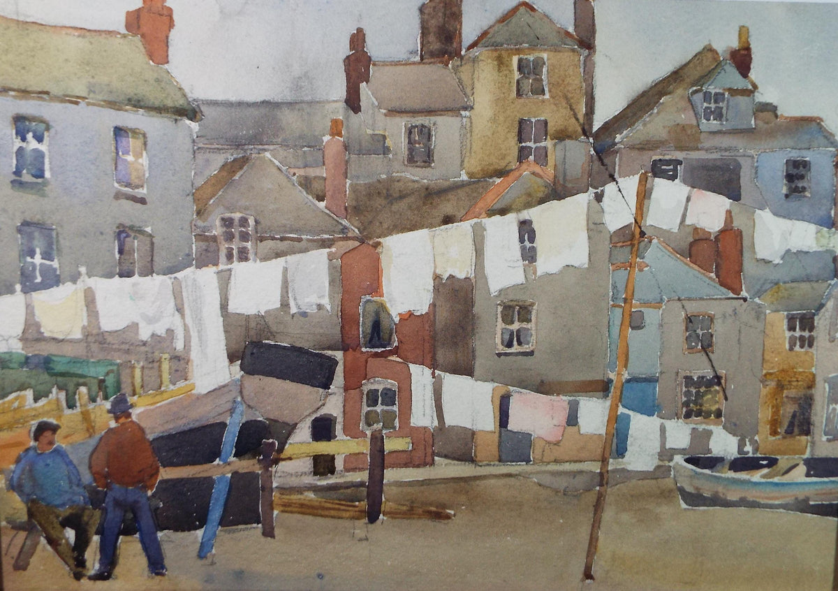 Original Watercolour 'Laundry Day', Circa 1930's, Adeline Carrington (exh. 1923)