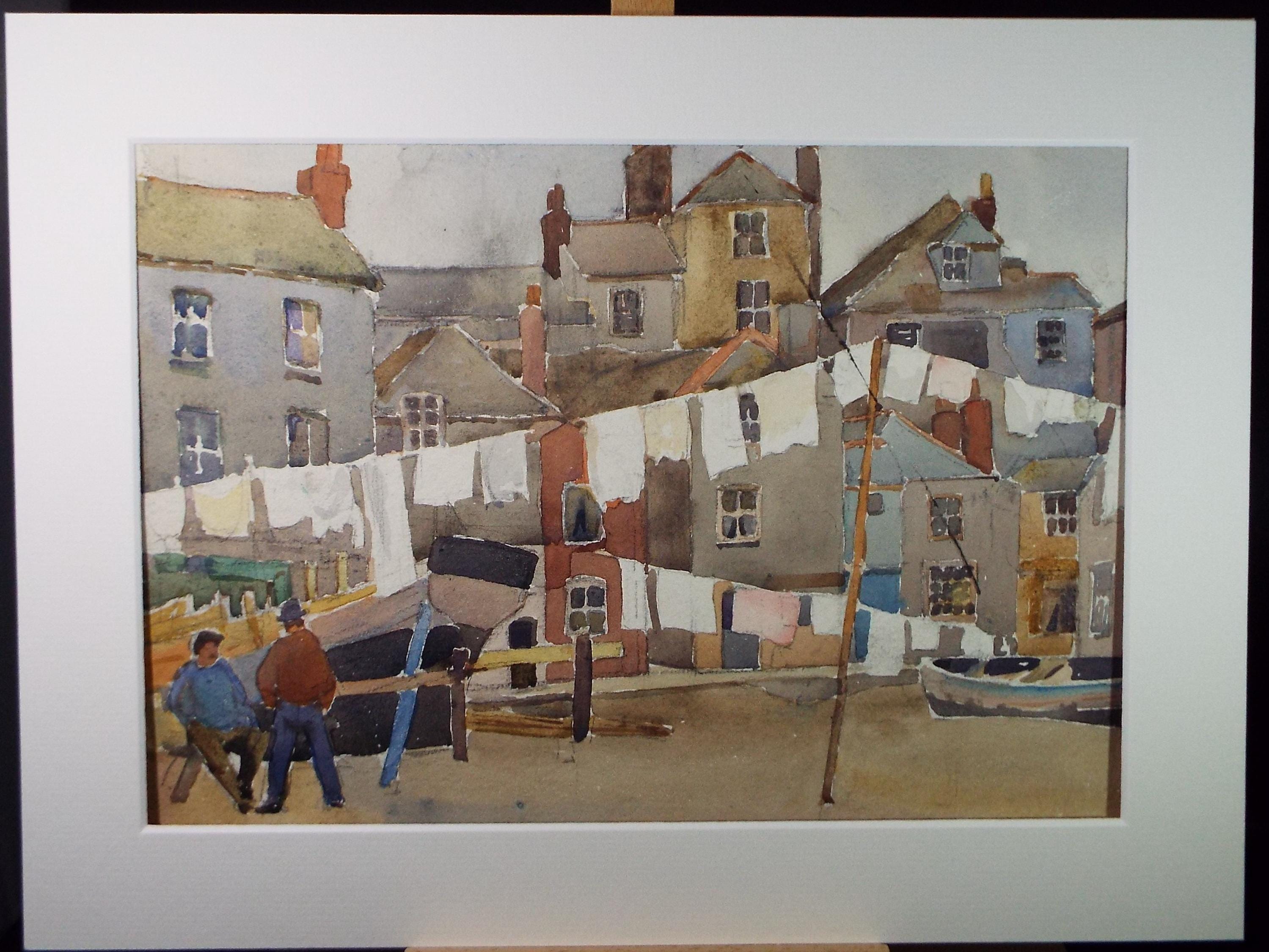 Original Watercolour 'Laundry Day', Circa 1930's, Adeline Carrington (exh. 1923)