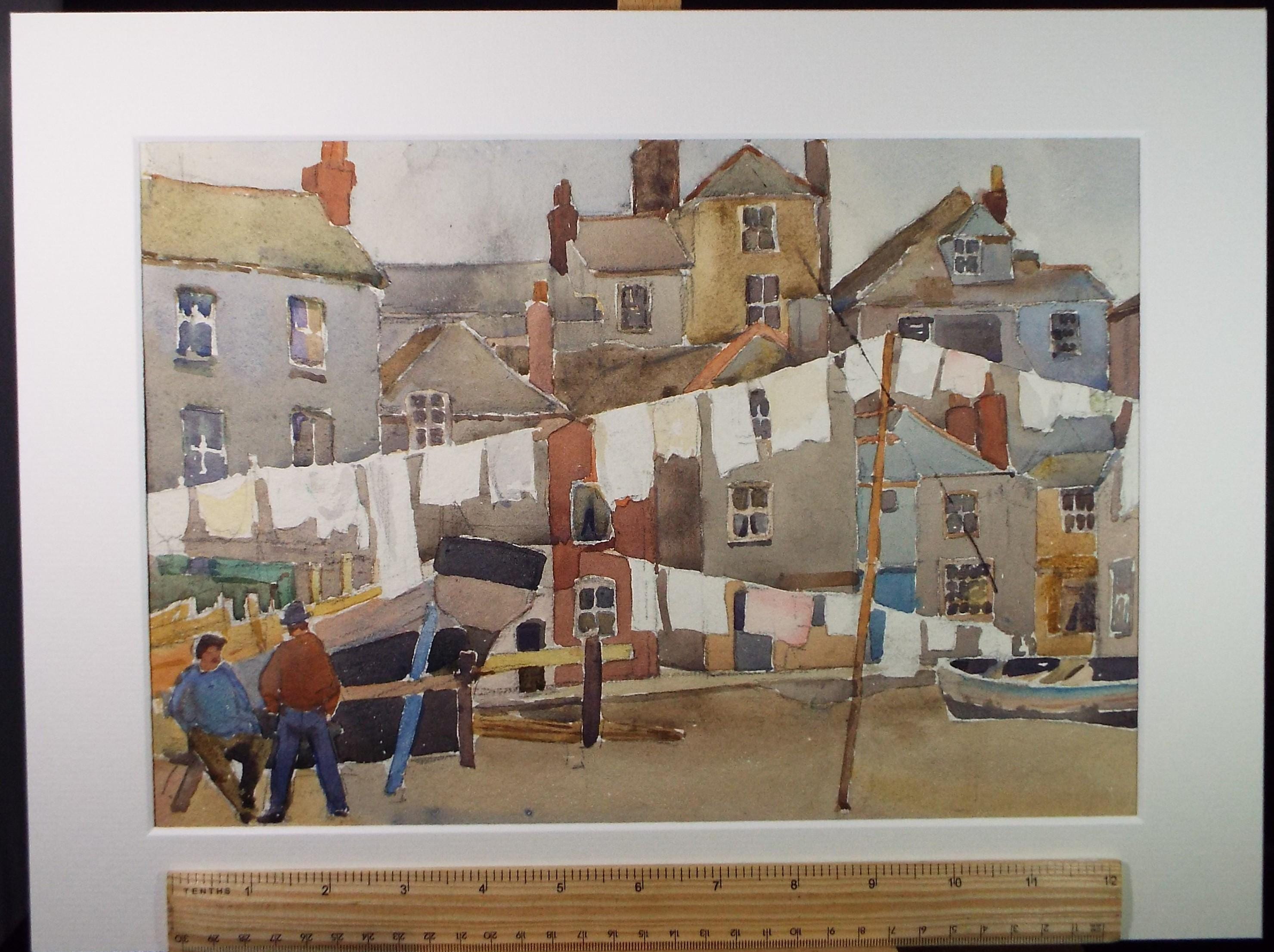 Original Watercolour 'Laundry Day', Circa 1930's, Adeline Carrington (exh. 1923)