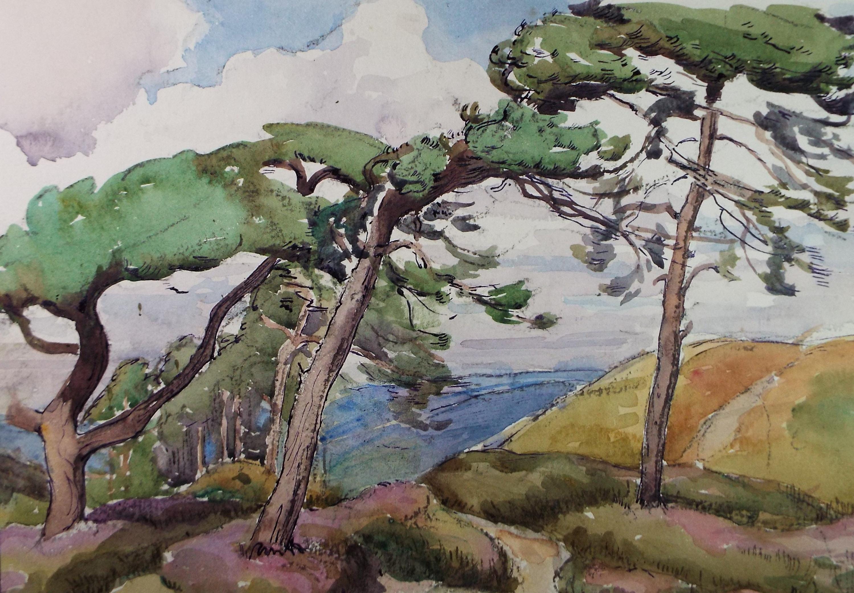 Original Watercolour, 'Bere Heath, Dorset', Adeline Carrington (Exh. 1923)